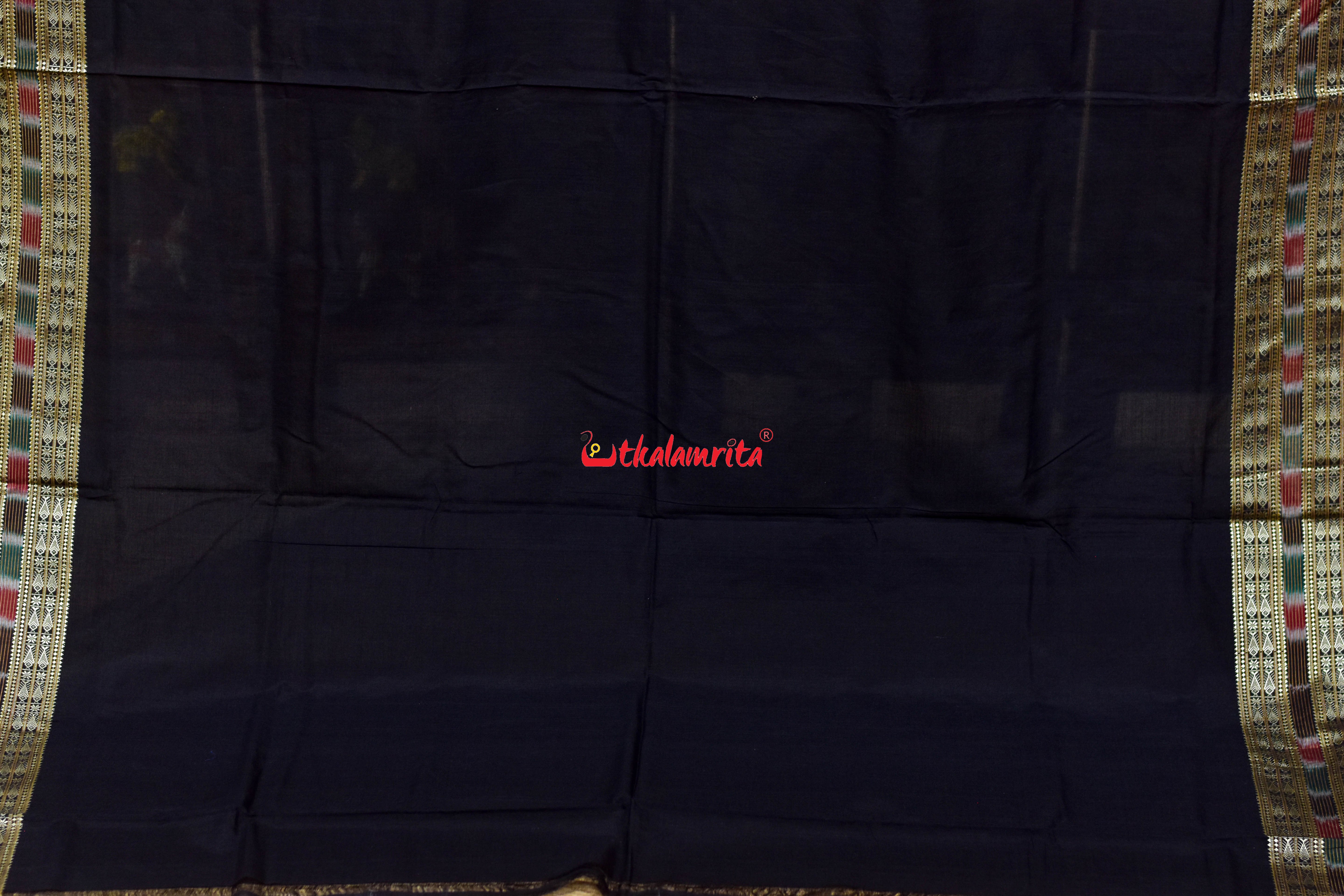 Pink Black baby Elephant Sambalpuri Cotton Saree