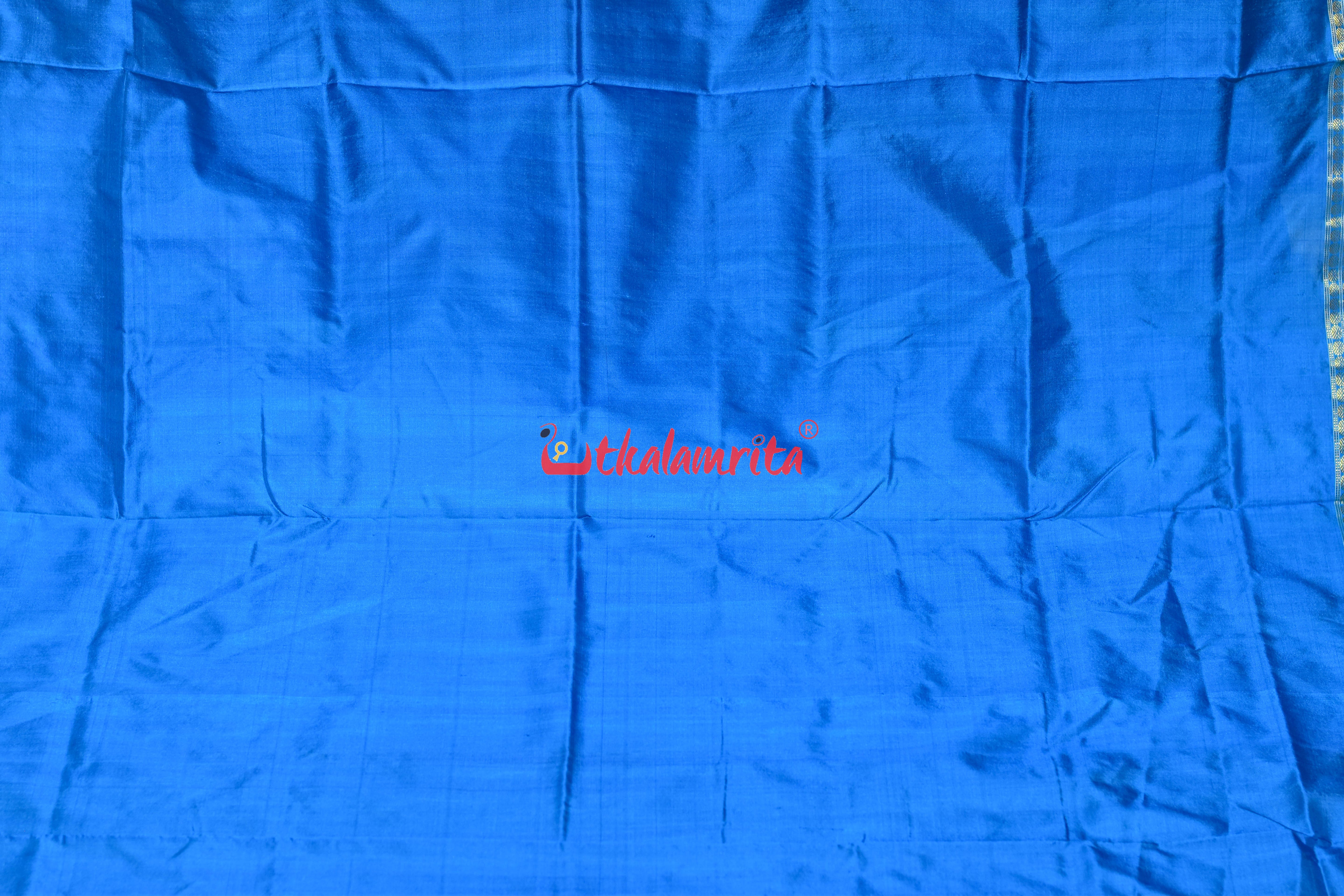 Red Blue Half Tissue Sambalpuri Silk Saree