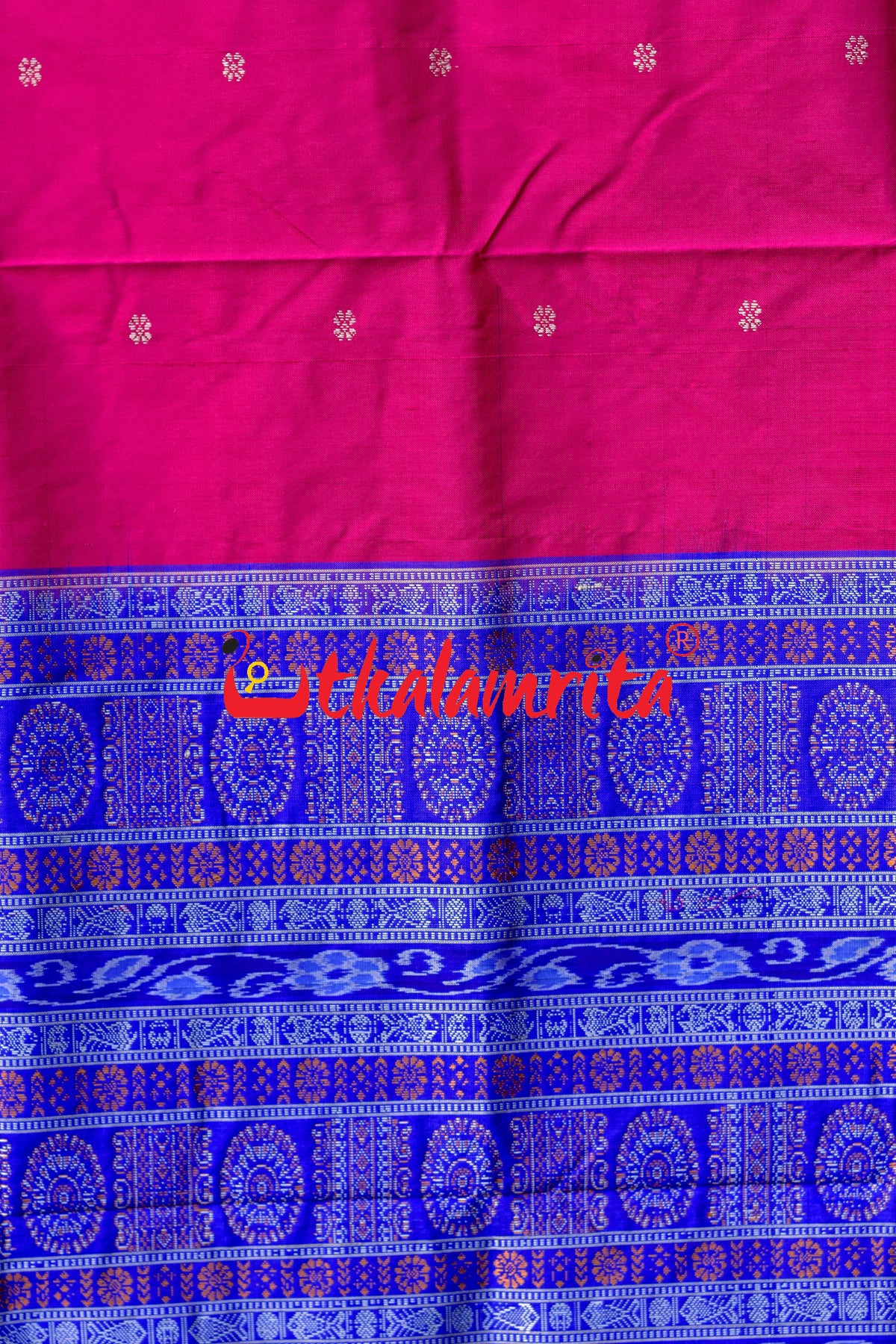 Plain Kumbha Magenta Blue Sambalpuri Silk