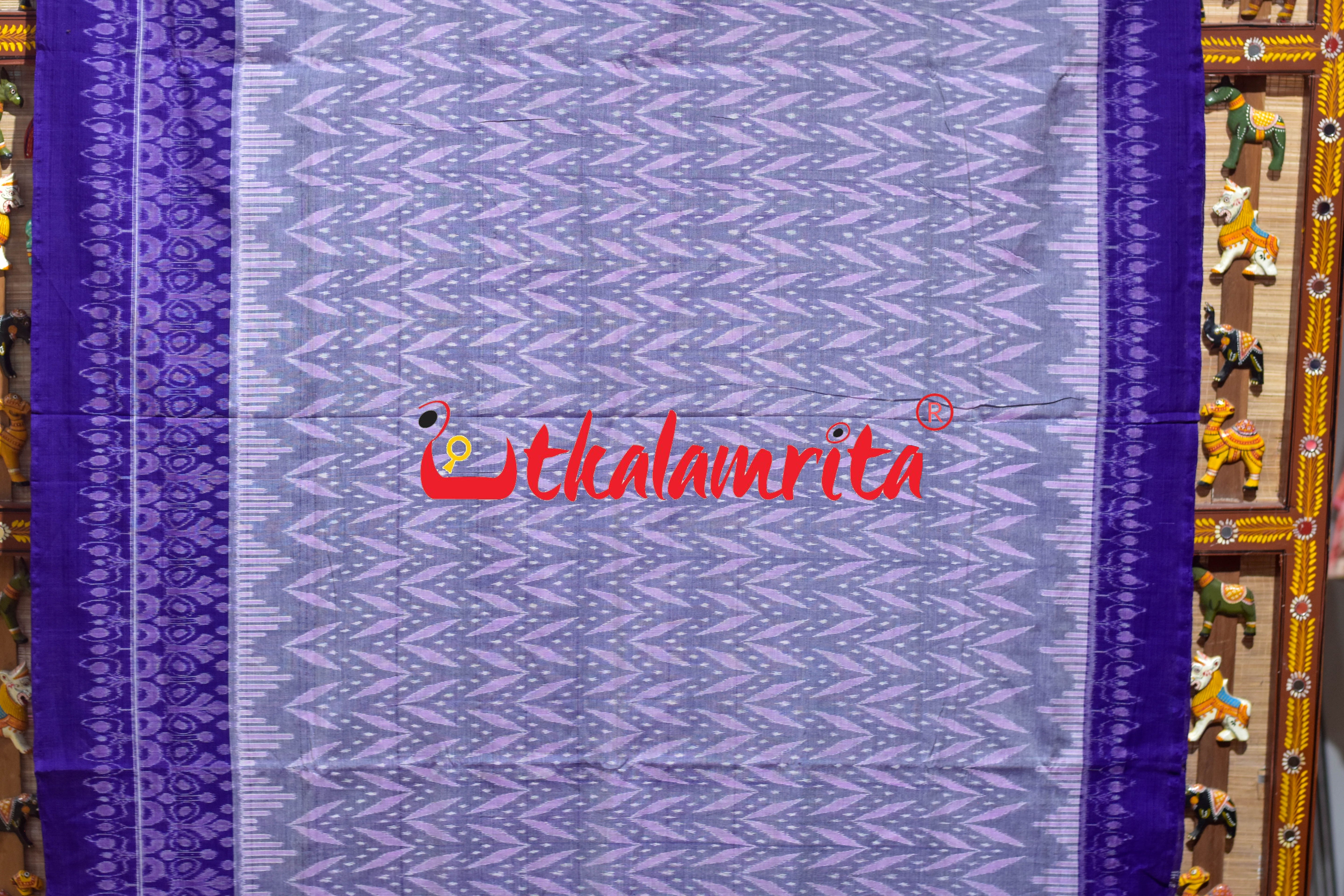 Grey Purple Dhanpatri Sambalpuri Cotton Saree