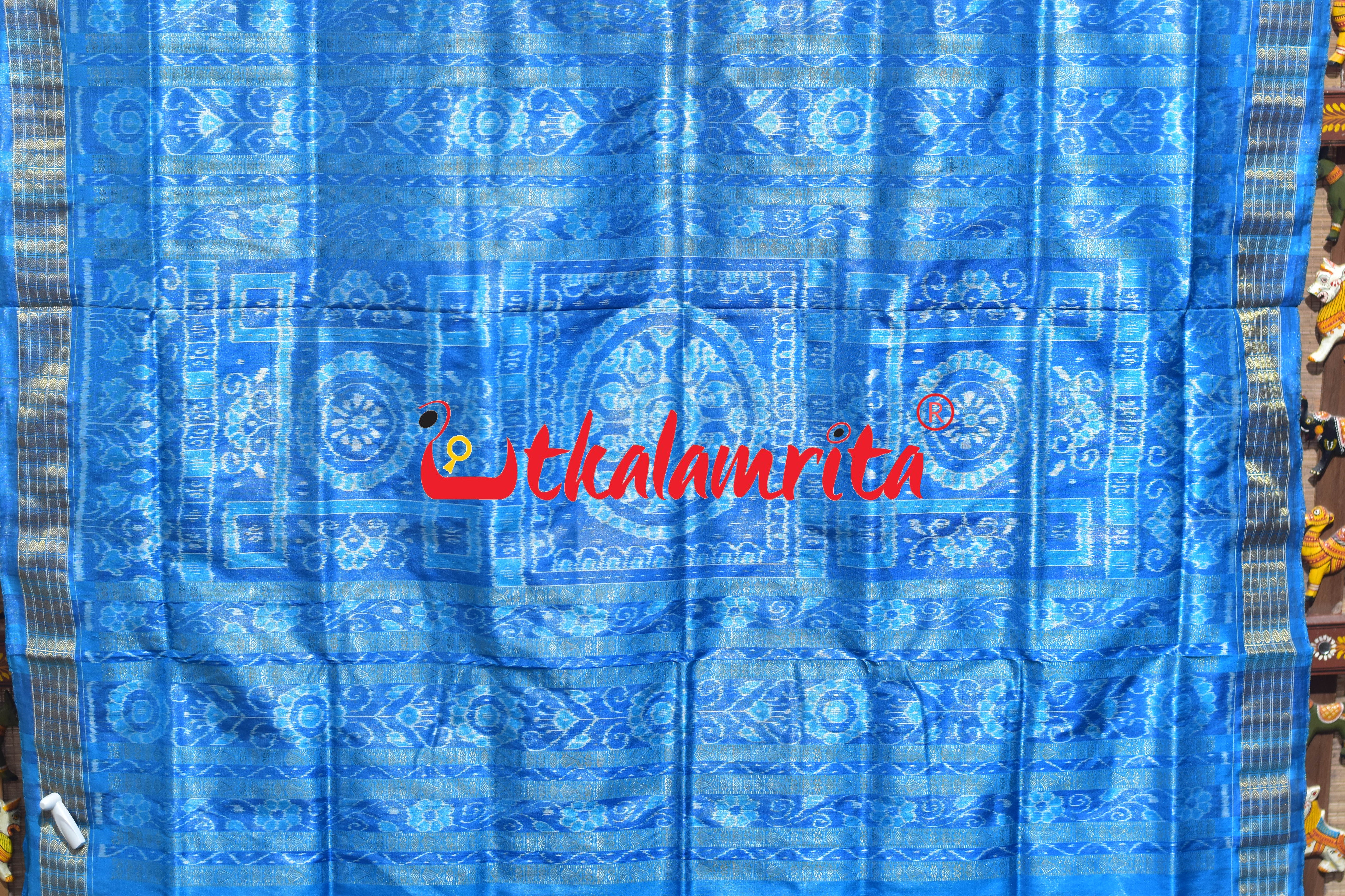 Red Blue S Tribal Half Tissue Sambalpuri Silk Saree