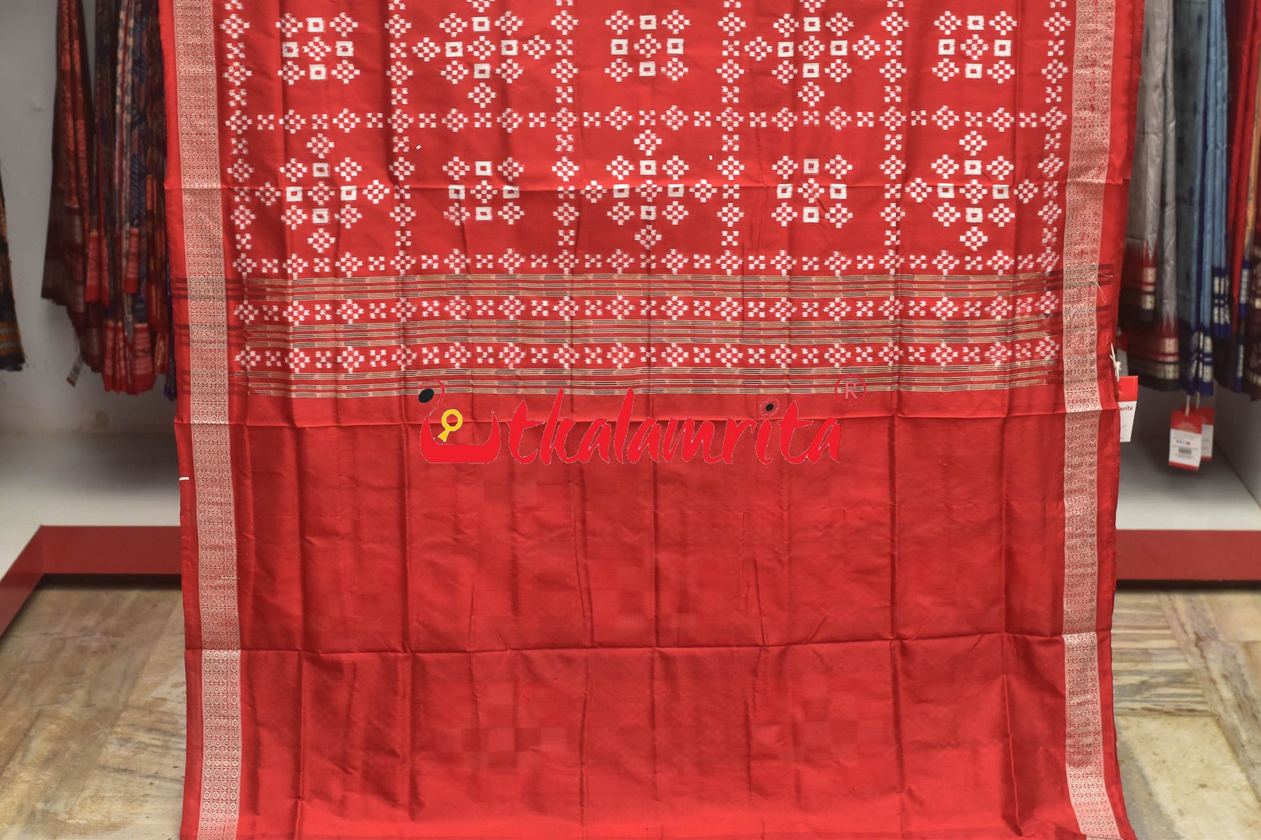 Black Big Small Pasapali Sambalpuri Silk Saree