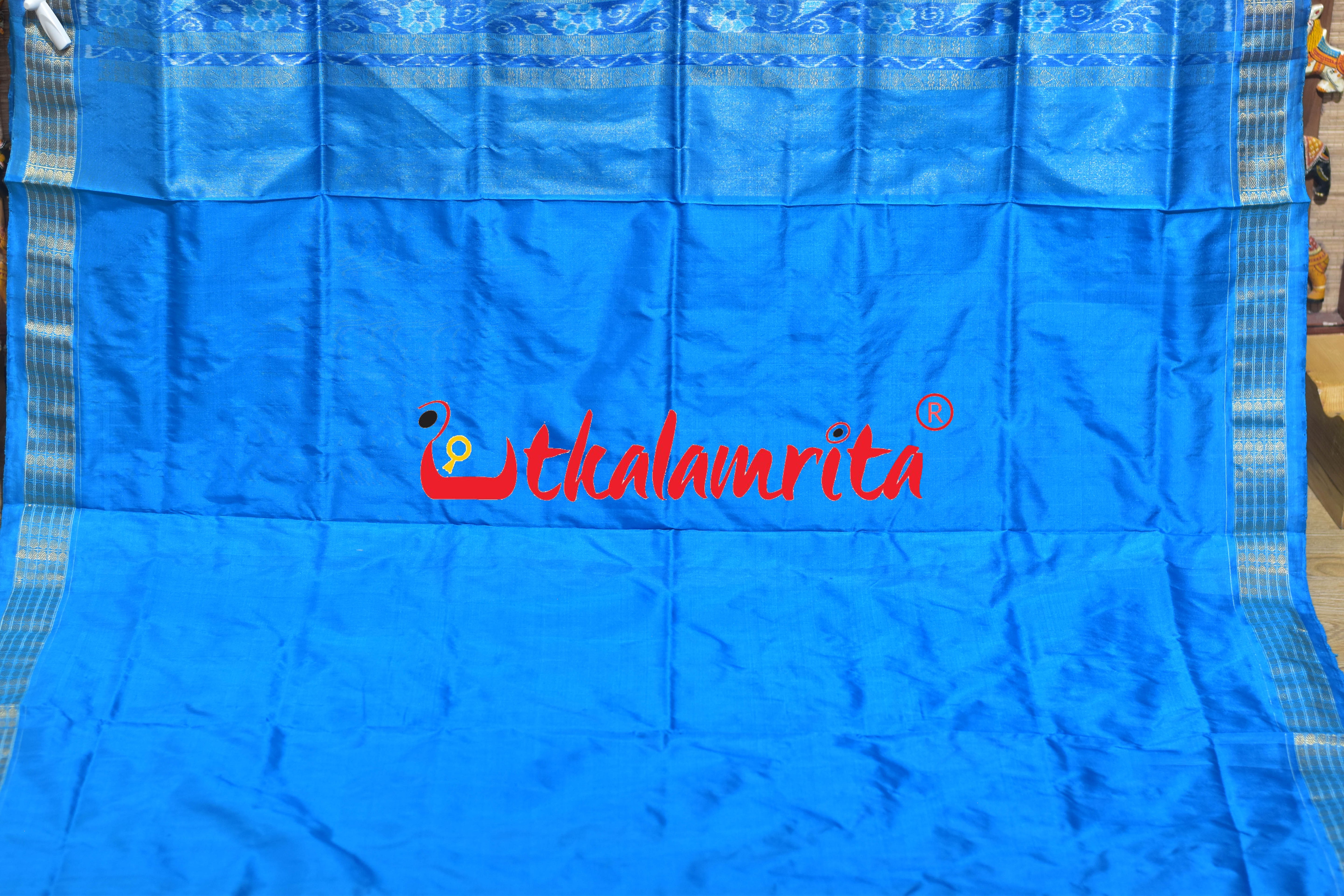 Red Blue S Tribal Half Tissue Sambalpuri Silk Saree