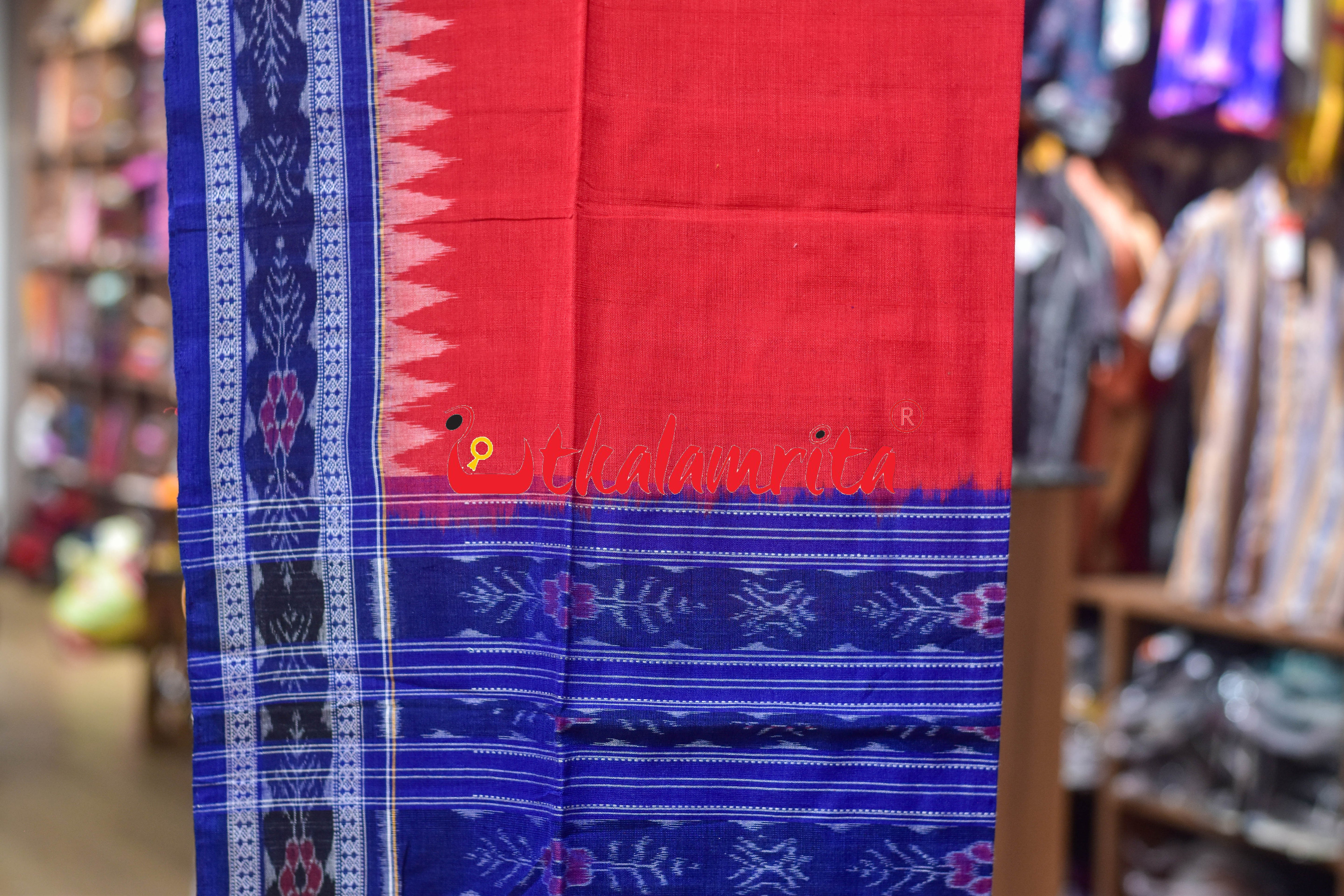 Blue Red Star Flower Cotton Dress Set