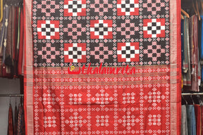 Black Big Small Pasapali Sambalpuri Silk Saree