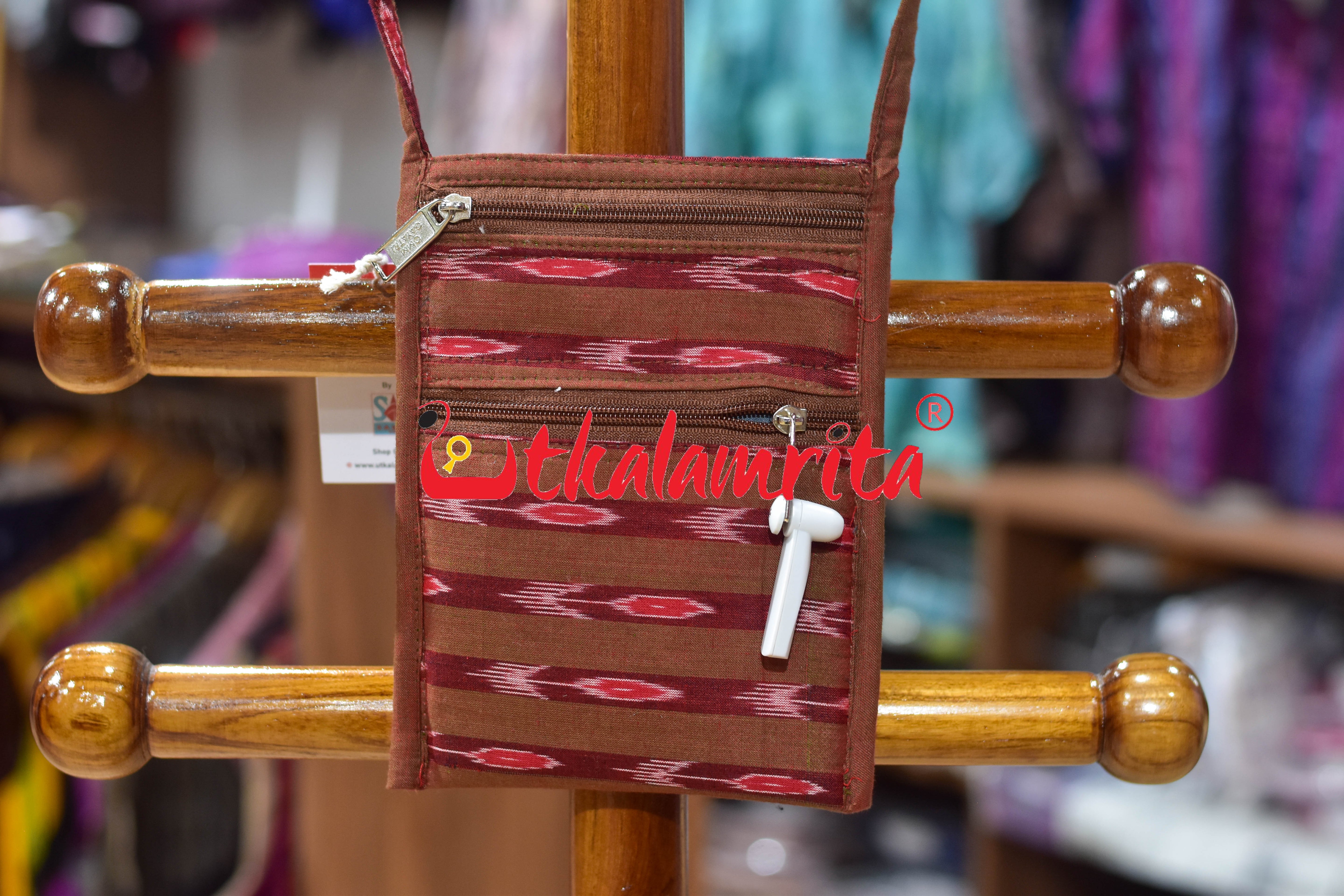 Rust with Red Stripes Labanga Bandha Mobile Sling Bag