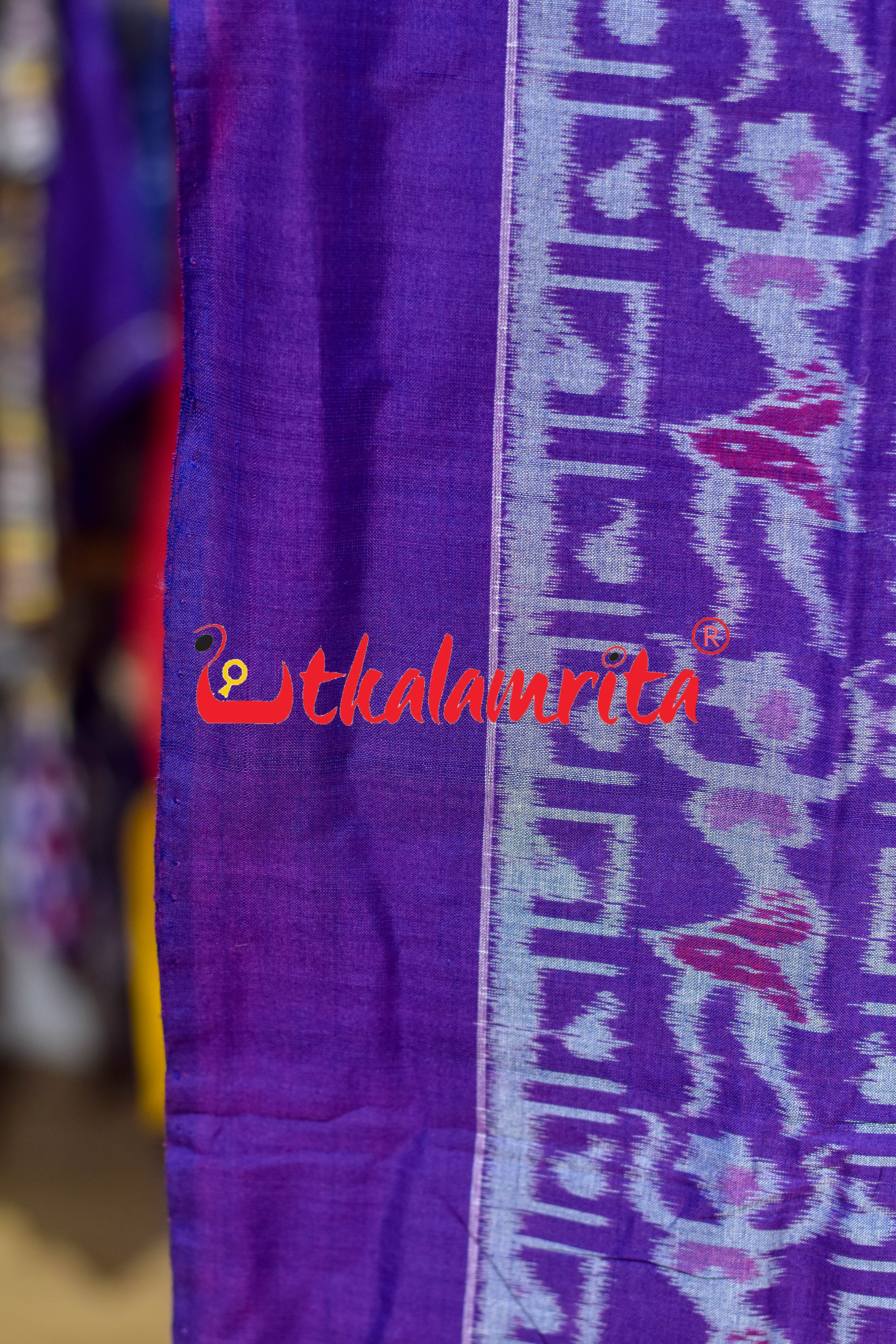 Purple Dancing Tribals Sambalpuri Cotton (Fabric)