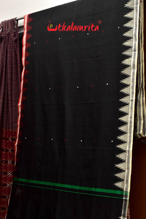 Black Ganga Jamuna Double Anchal Berhampuri Silk Saree