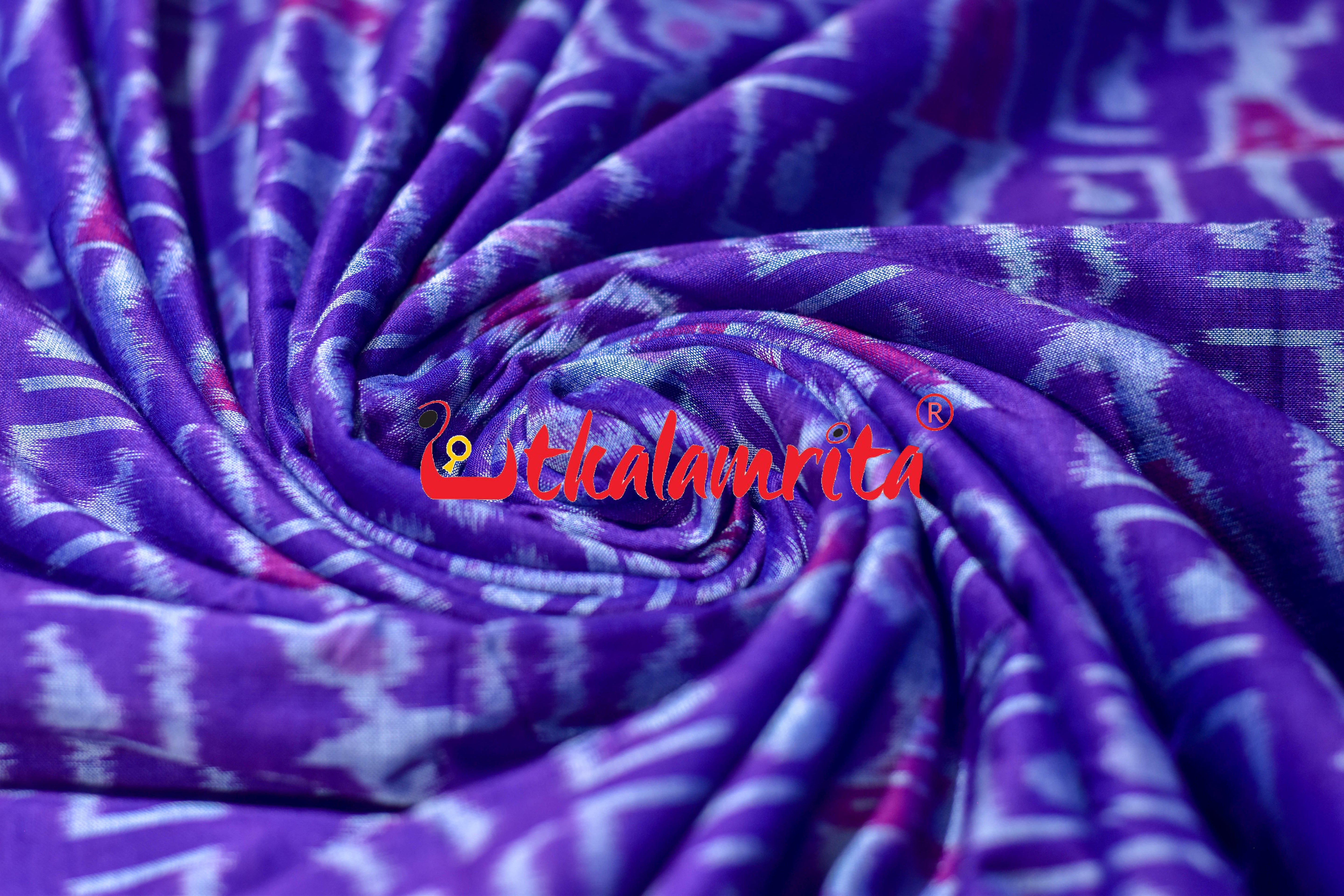 Purple Dancing Tribals Sambalpuri Cotton (Fabric)