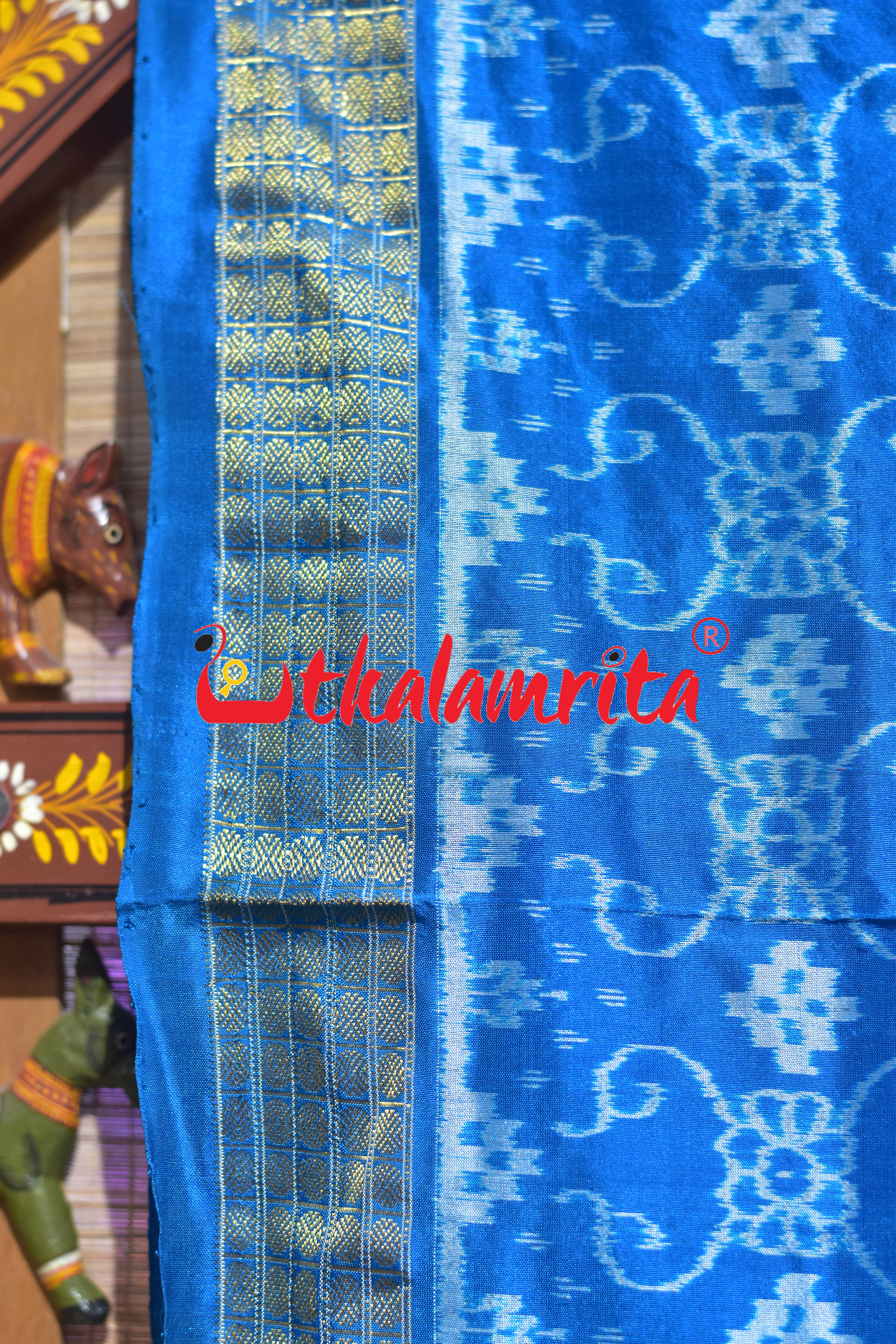 Red Blue S Tribal Half Tissue Sambalpuri Silk Saree