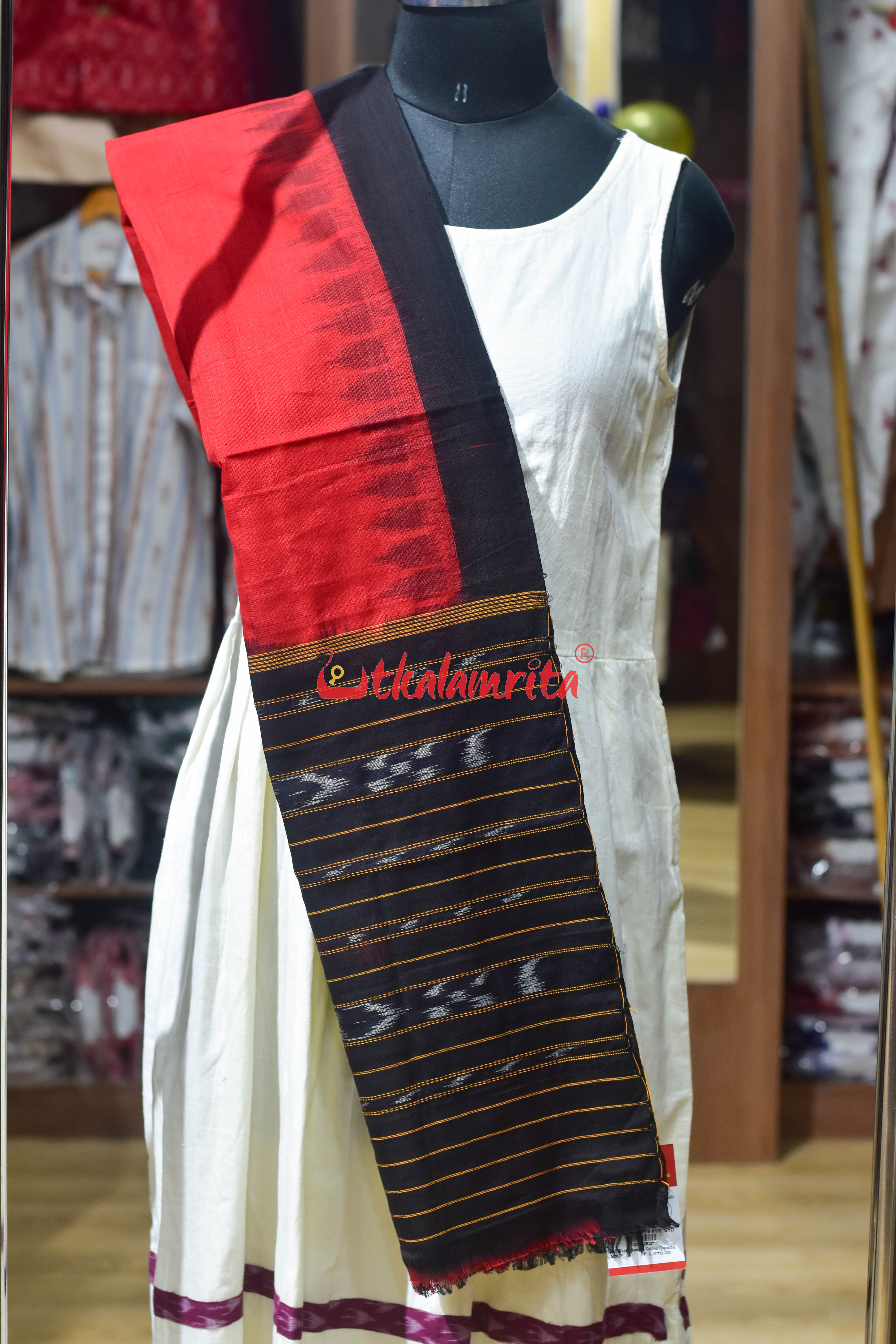 Red Black Khandua Cotton (Dupatta)