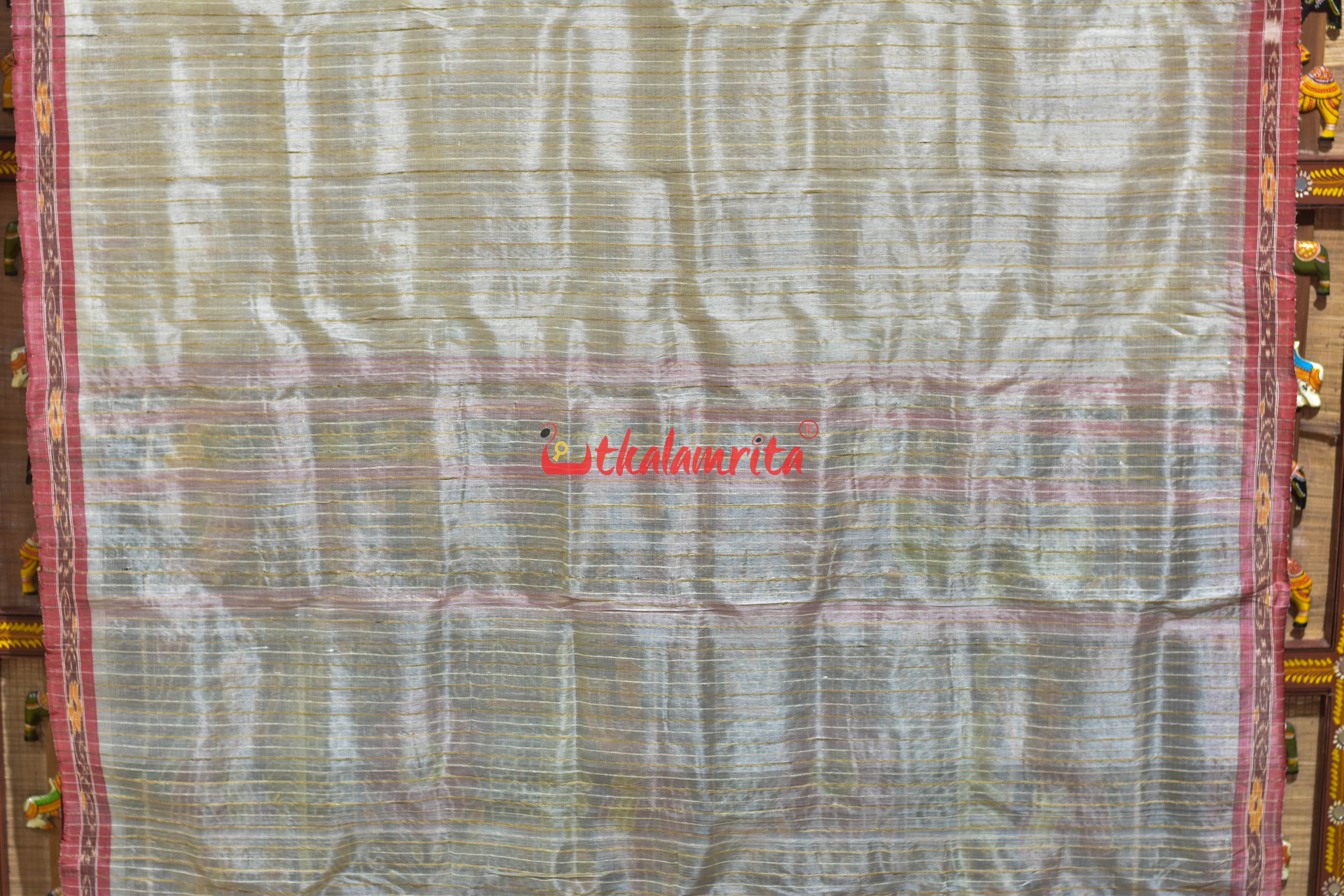 Off White Eri Mulberry Animal Anchal Khandua Silk Saree