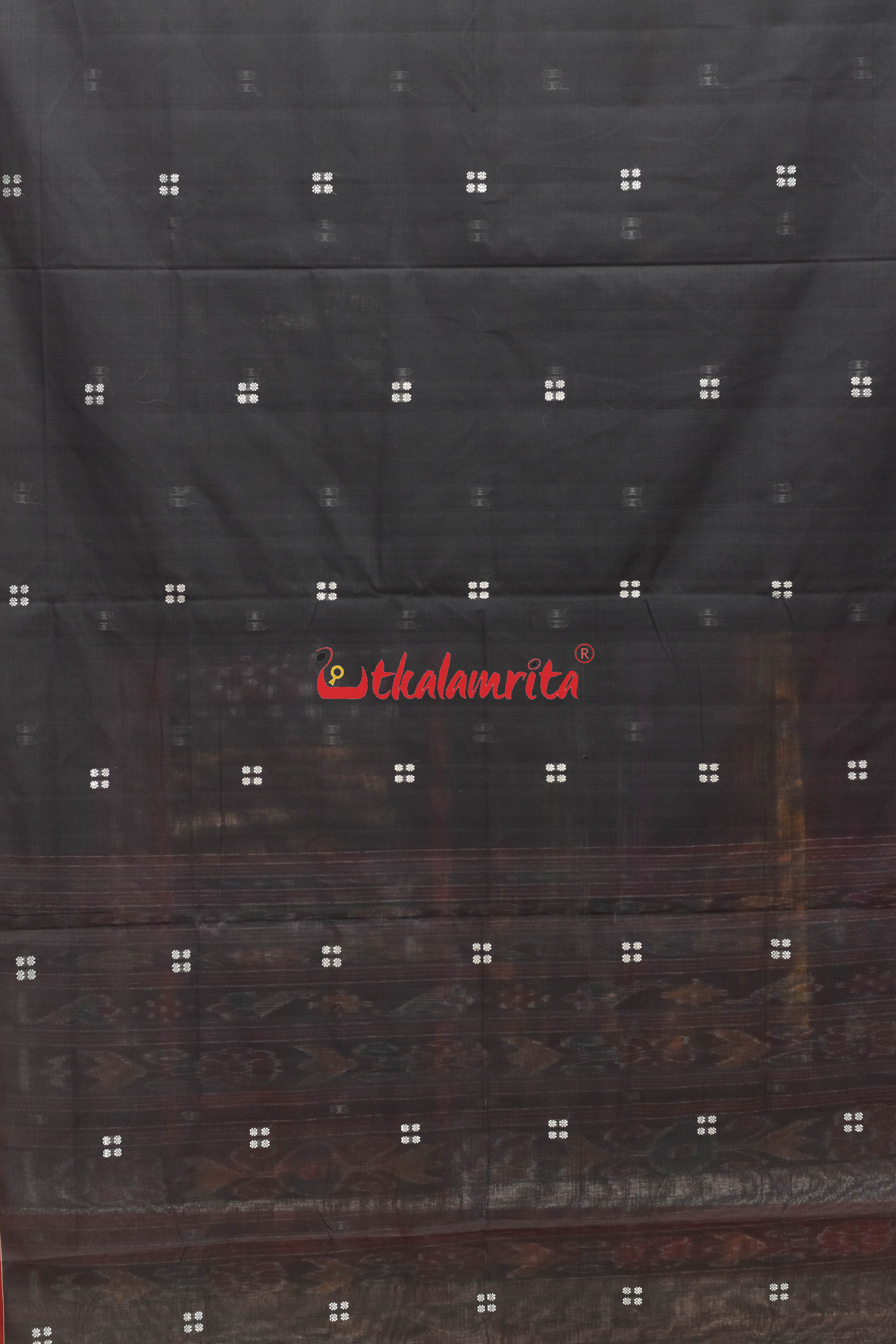 Black Red Pittala Single Cotton Saree