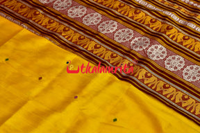 Haldi Pata With Chakra Border Khandua Silk Saree