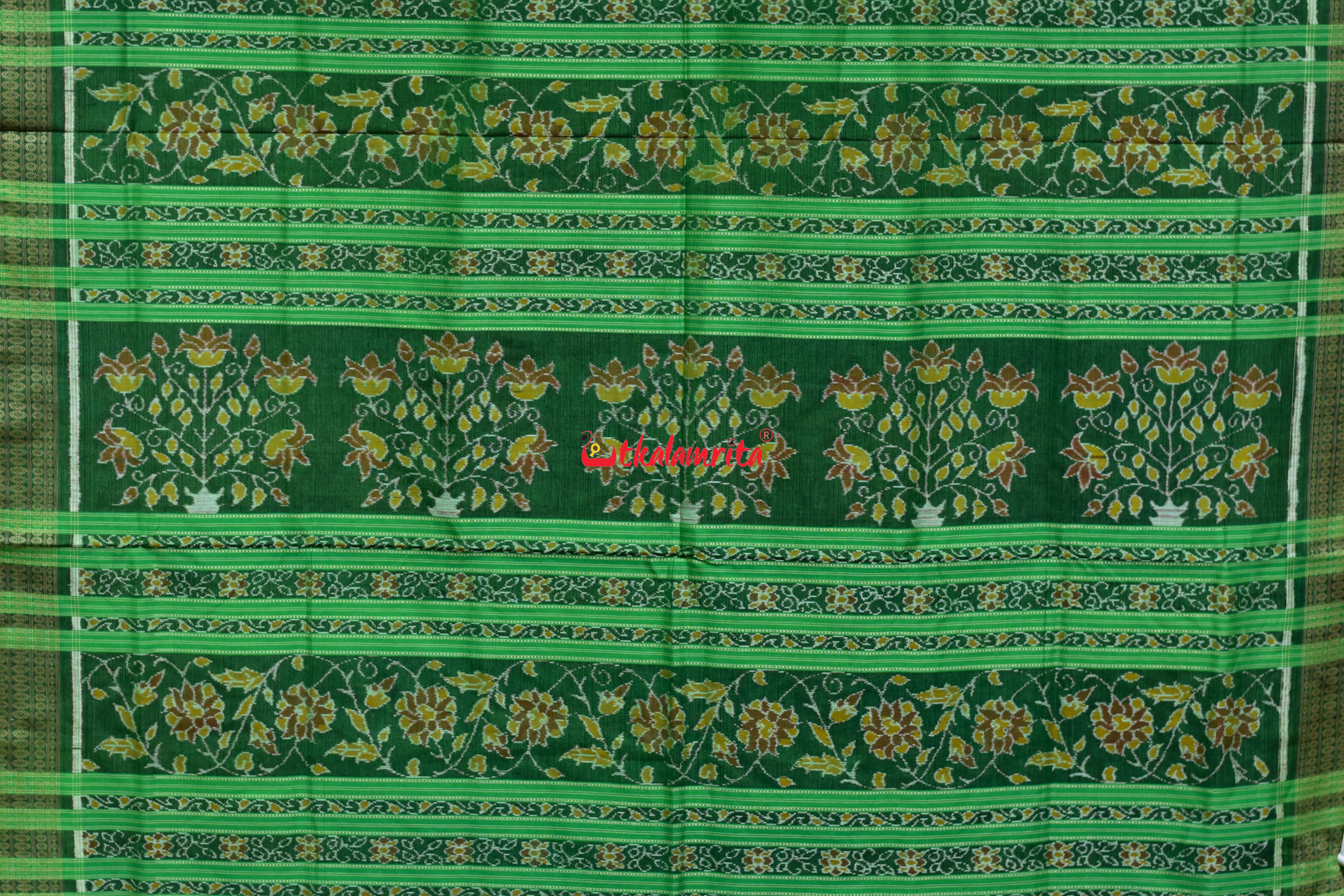 Black Green Chadhei Bana Sambalpuri Cotton Saree