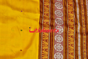 Haldi Pata With Chakra Border Khandua Silk Saree