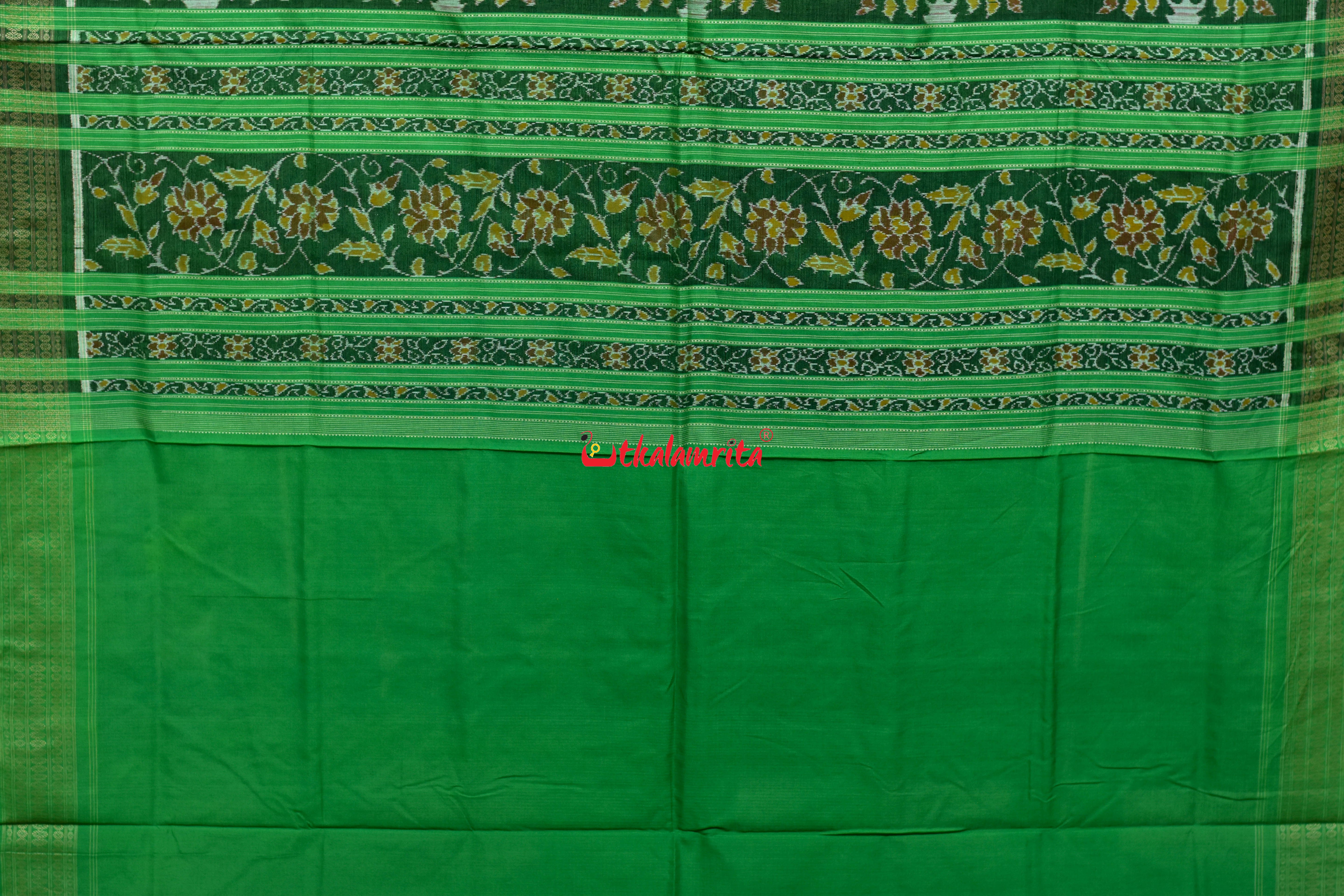 Black Green Chadhei Bana Sambalpuri Cotton Saree