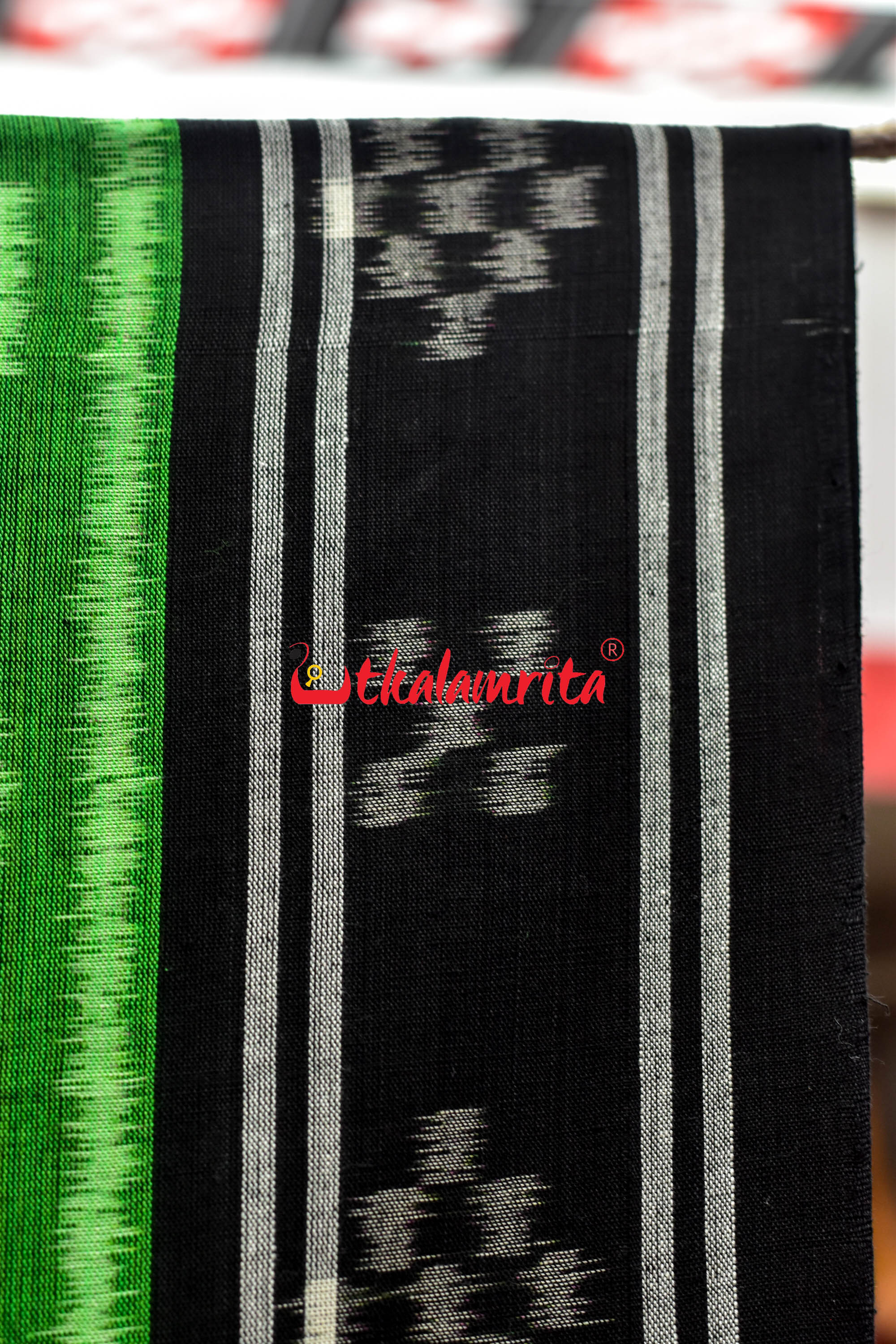 5D Green Middle Chain Khandua Cotton Saree