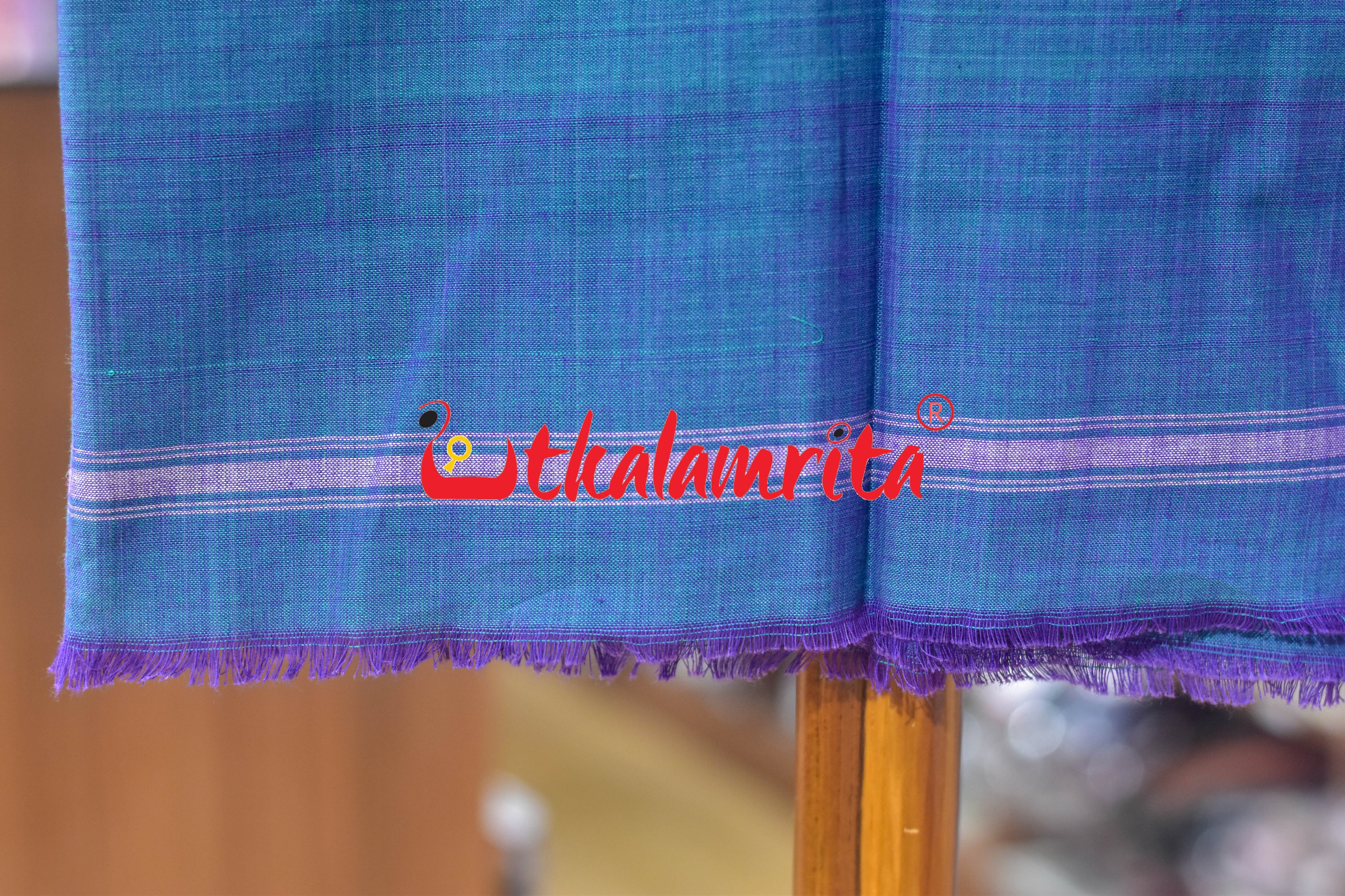 Plain Teal Blue Santhal Gamcha