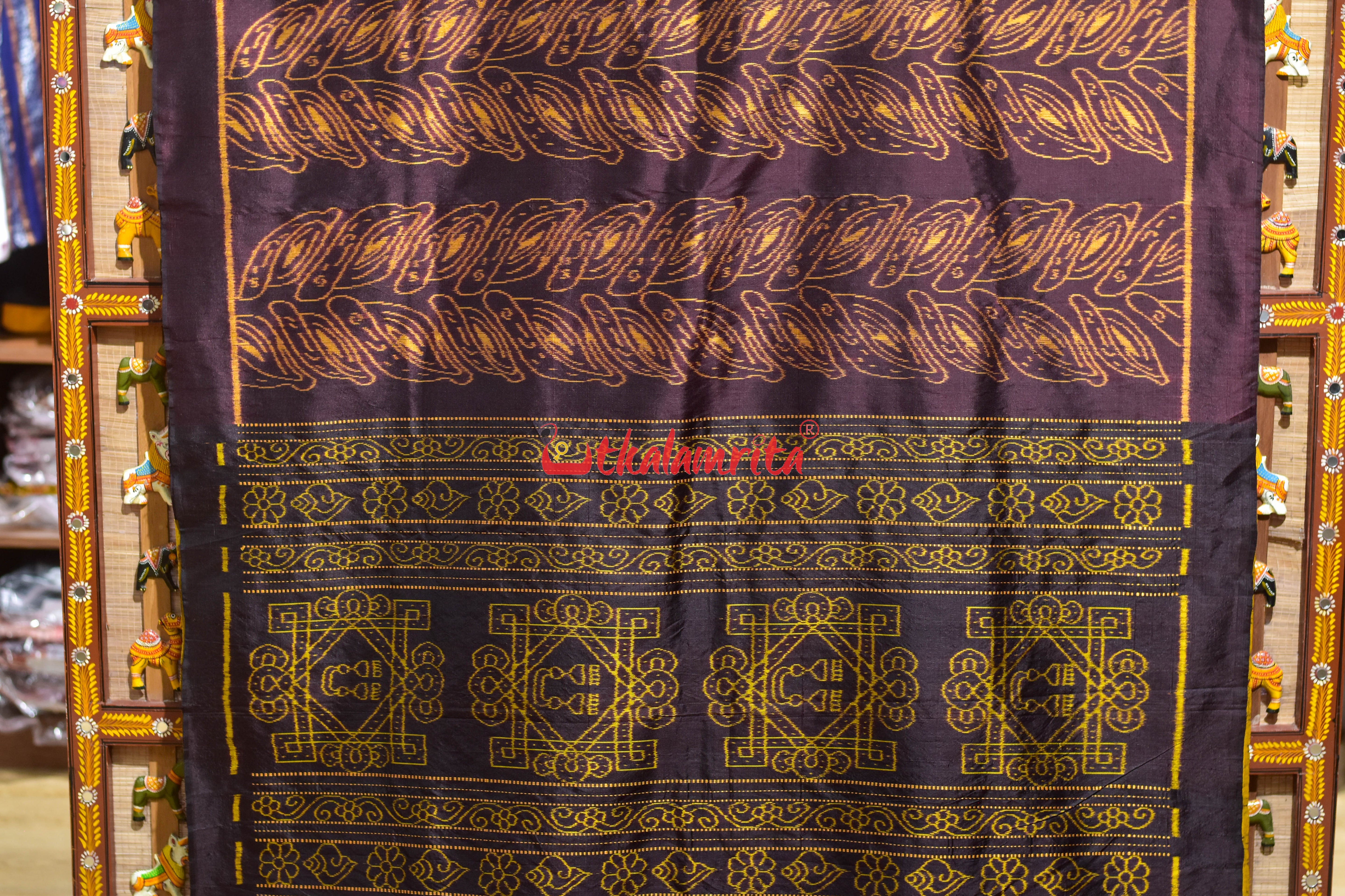 Coffee Khaja Khandua Silk Saree
