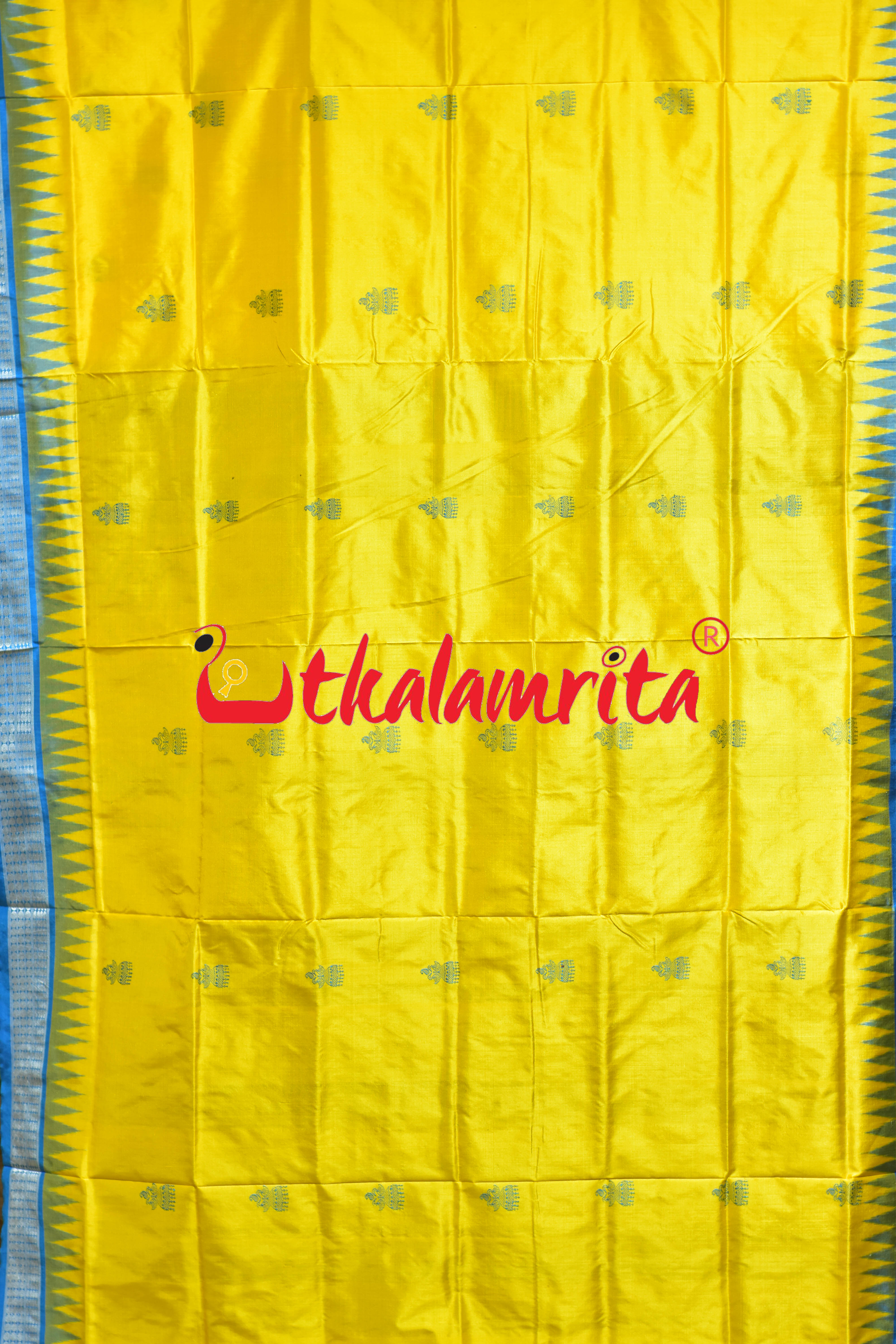 Yellow Copper Sulphate Jhumka Bomkai Silk Saree