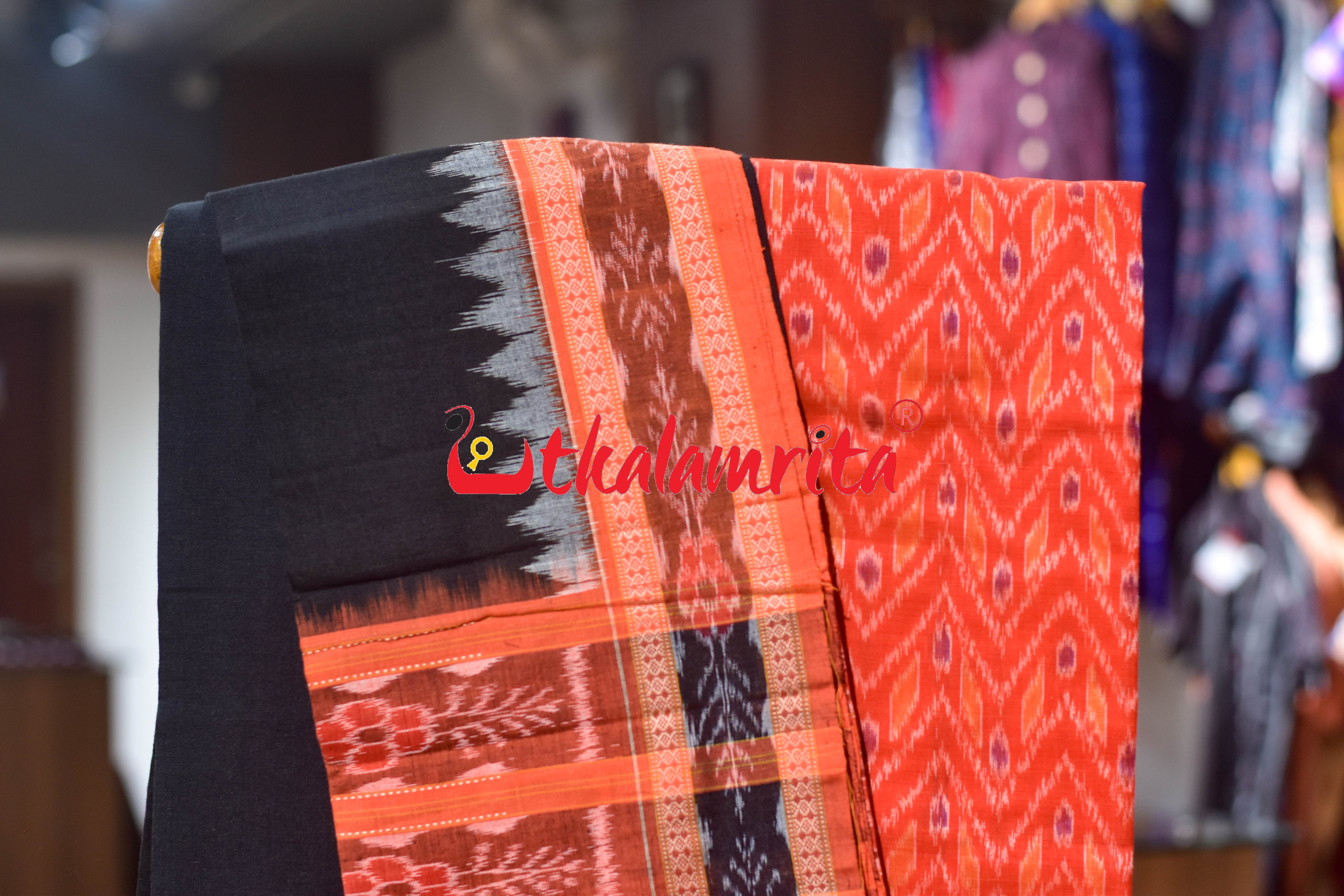 Orange Flower Taranga Sambalpuri Cotton Dress Set