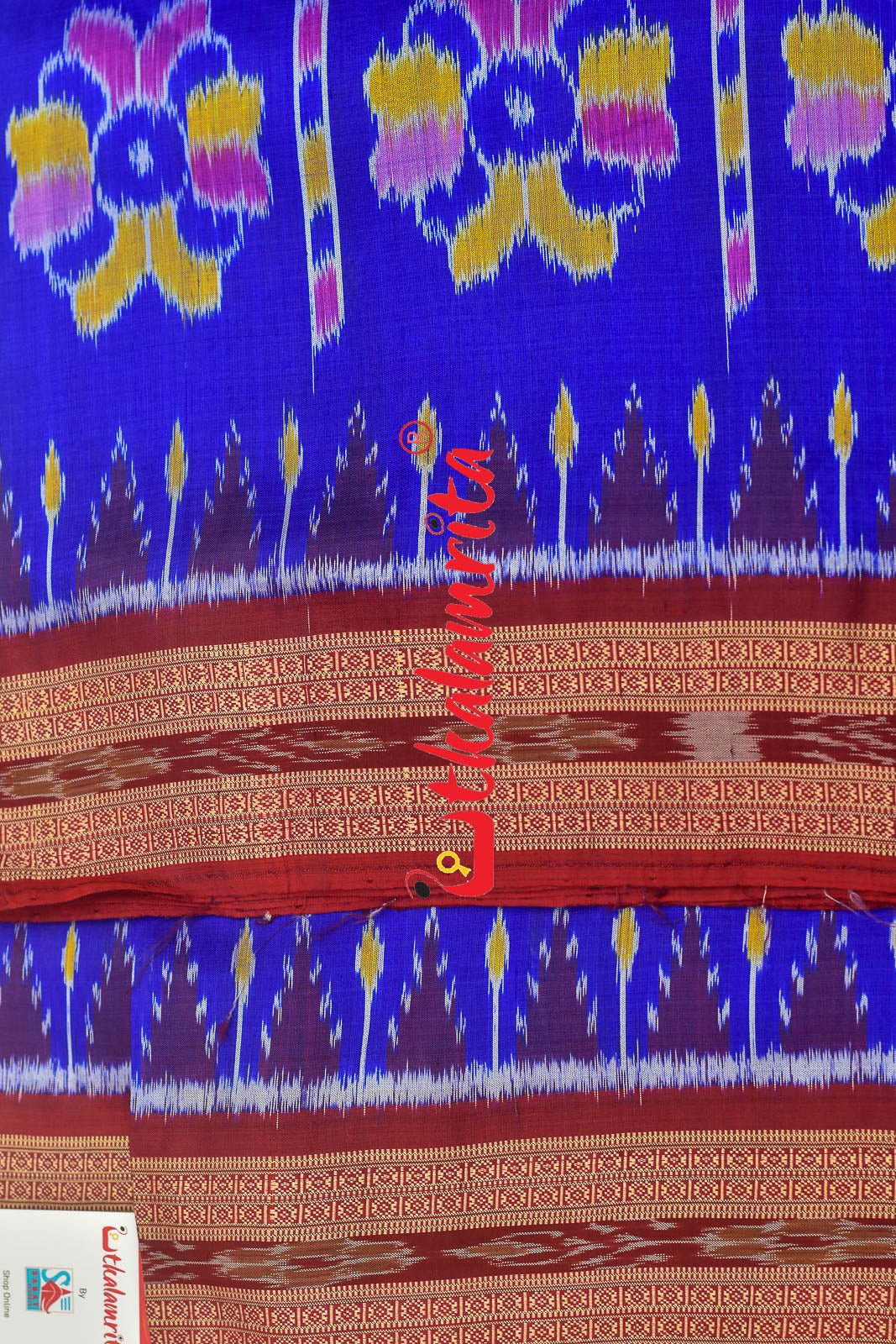 Royal Elephants And Lions Khandua Silk Saree