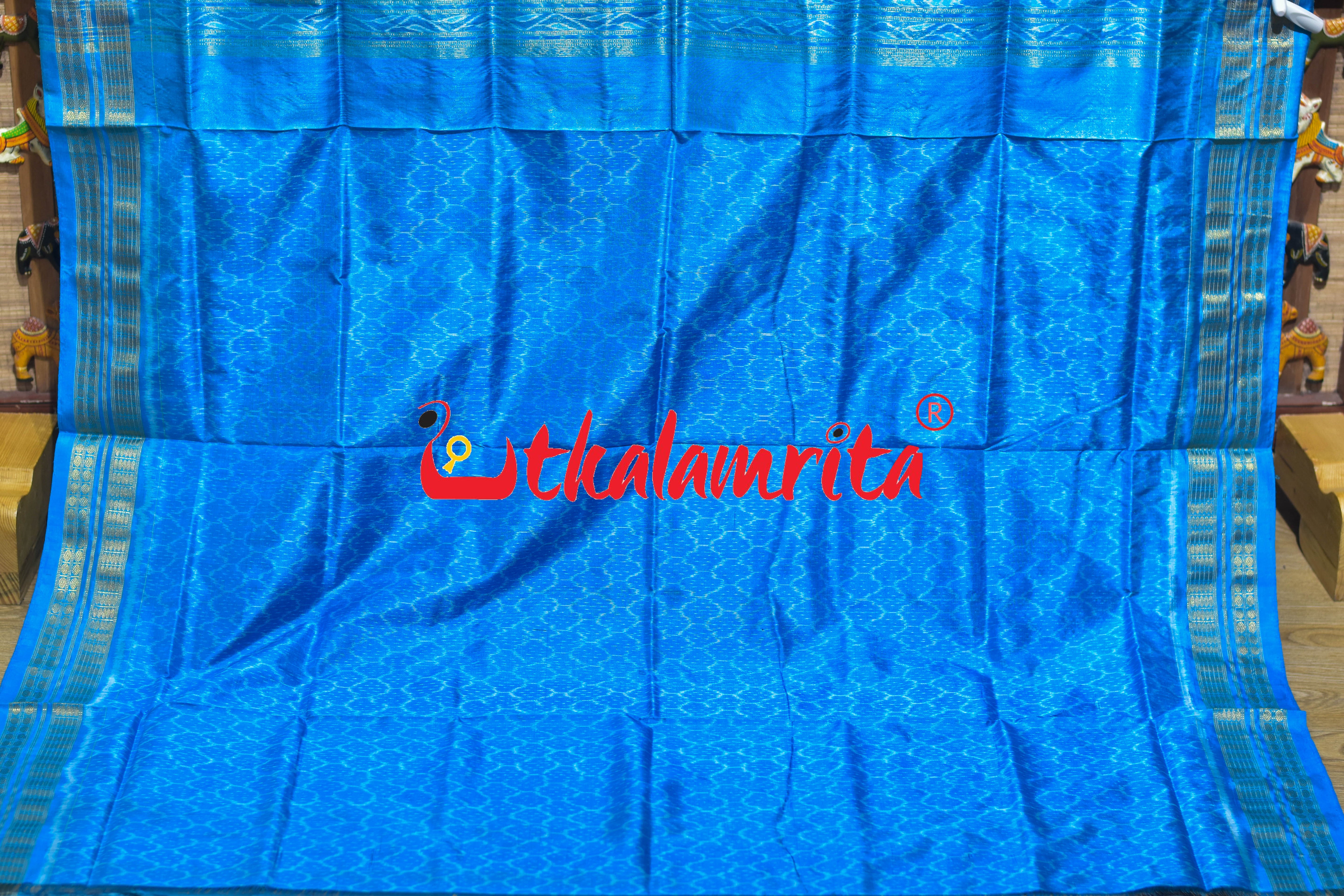 Black Blue Round Tribal Half Tissue Sambalpuri Silk Saree