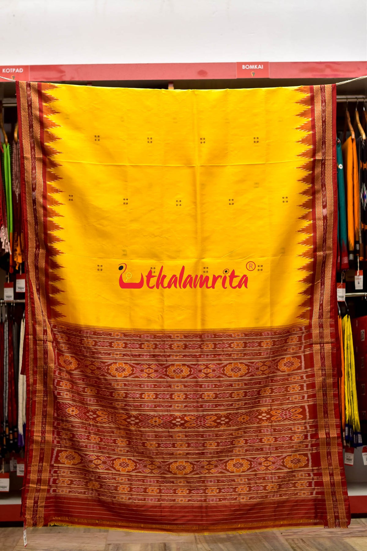 Haldi Kumkum Buti Khandua Silk Saree