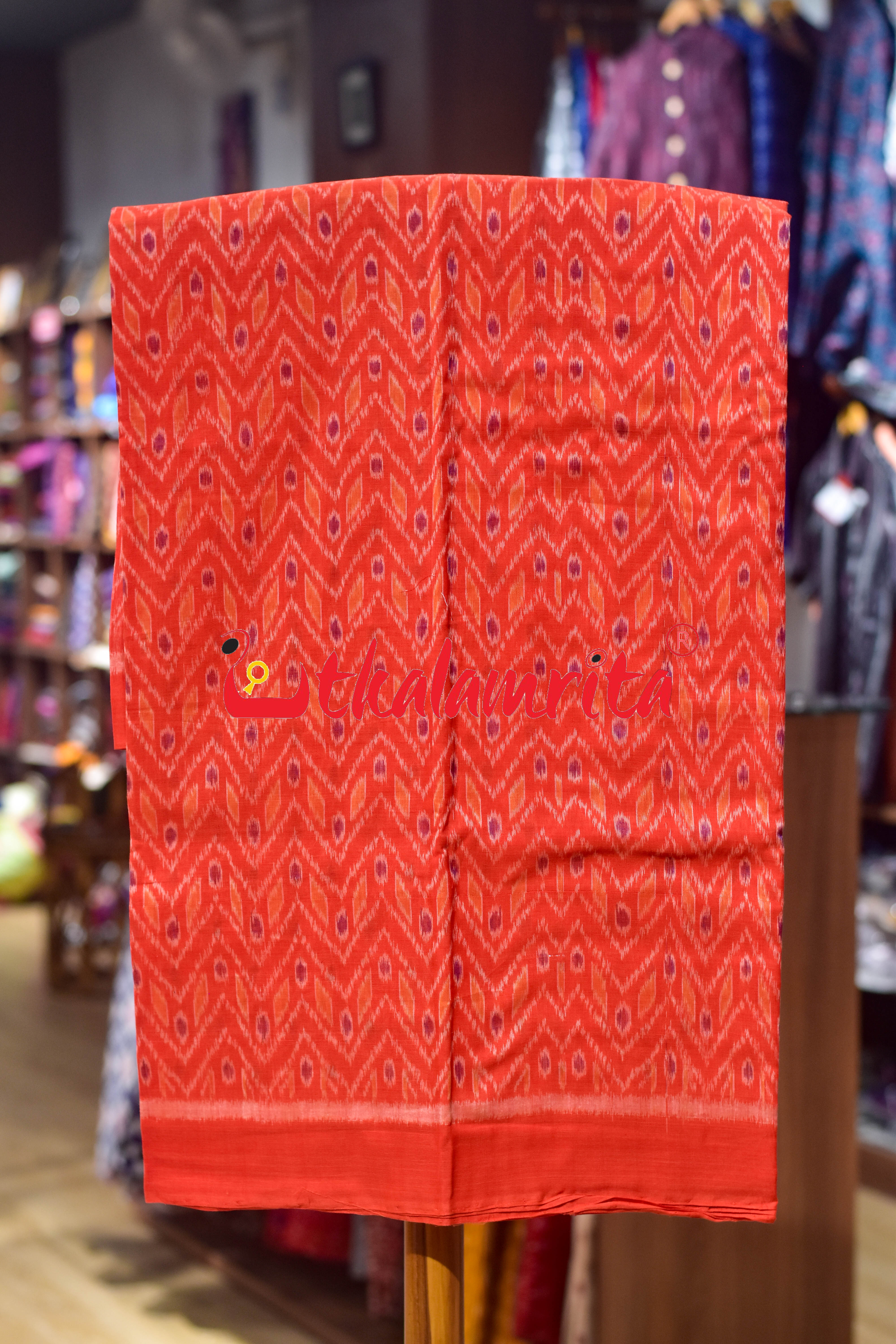 Orange Flower Taranga Sambalpuri Cotton Dress Set