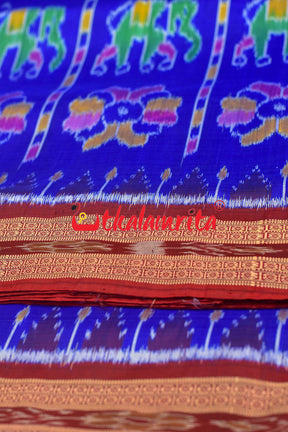 Royal Elephants And Lions Khandua Silk Saree