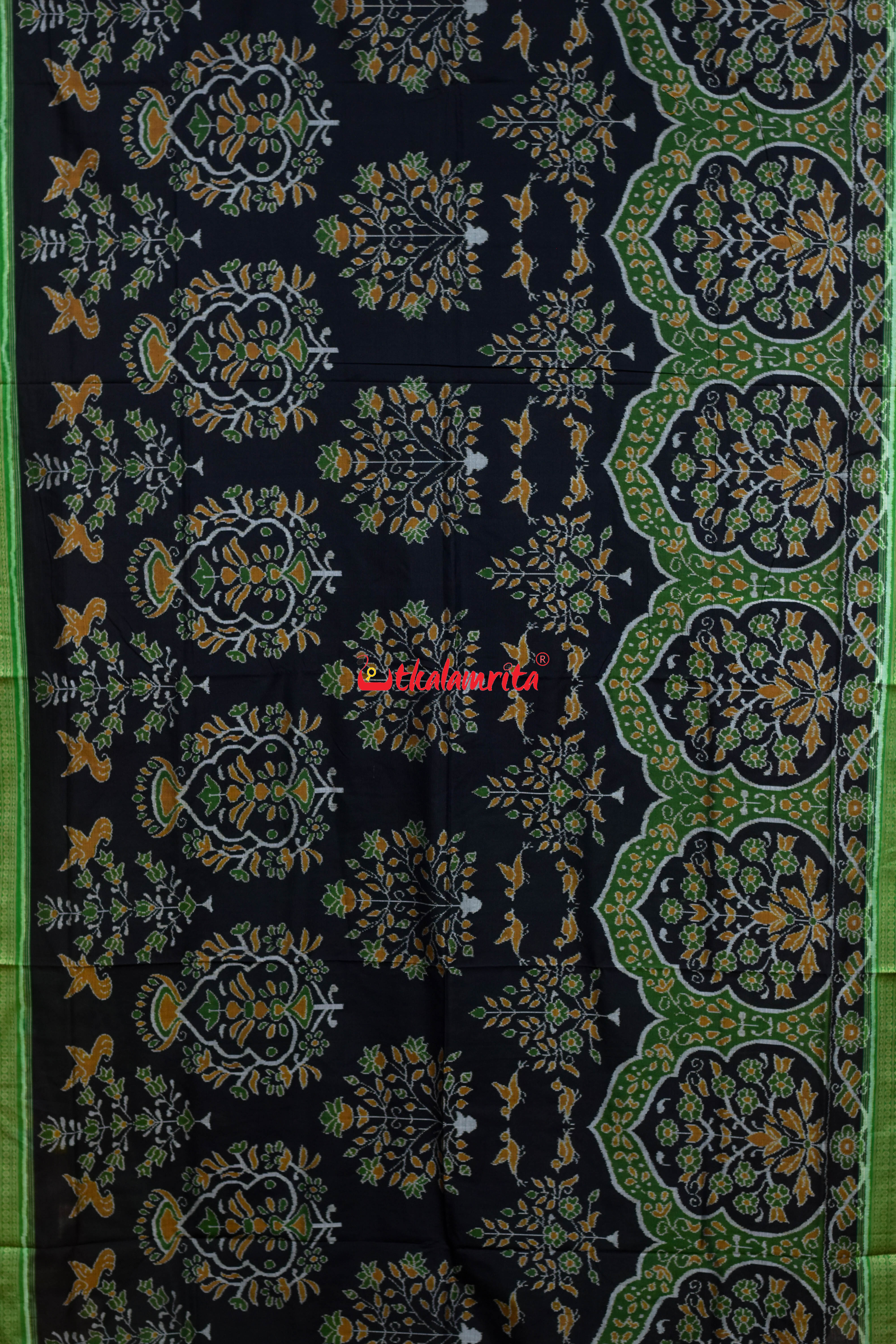 Black Green Chadhei Bana Sambalpuri Cotton Saree