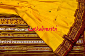 Haldi Pata With Chakra Border Khandua Silk Saree