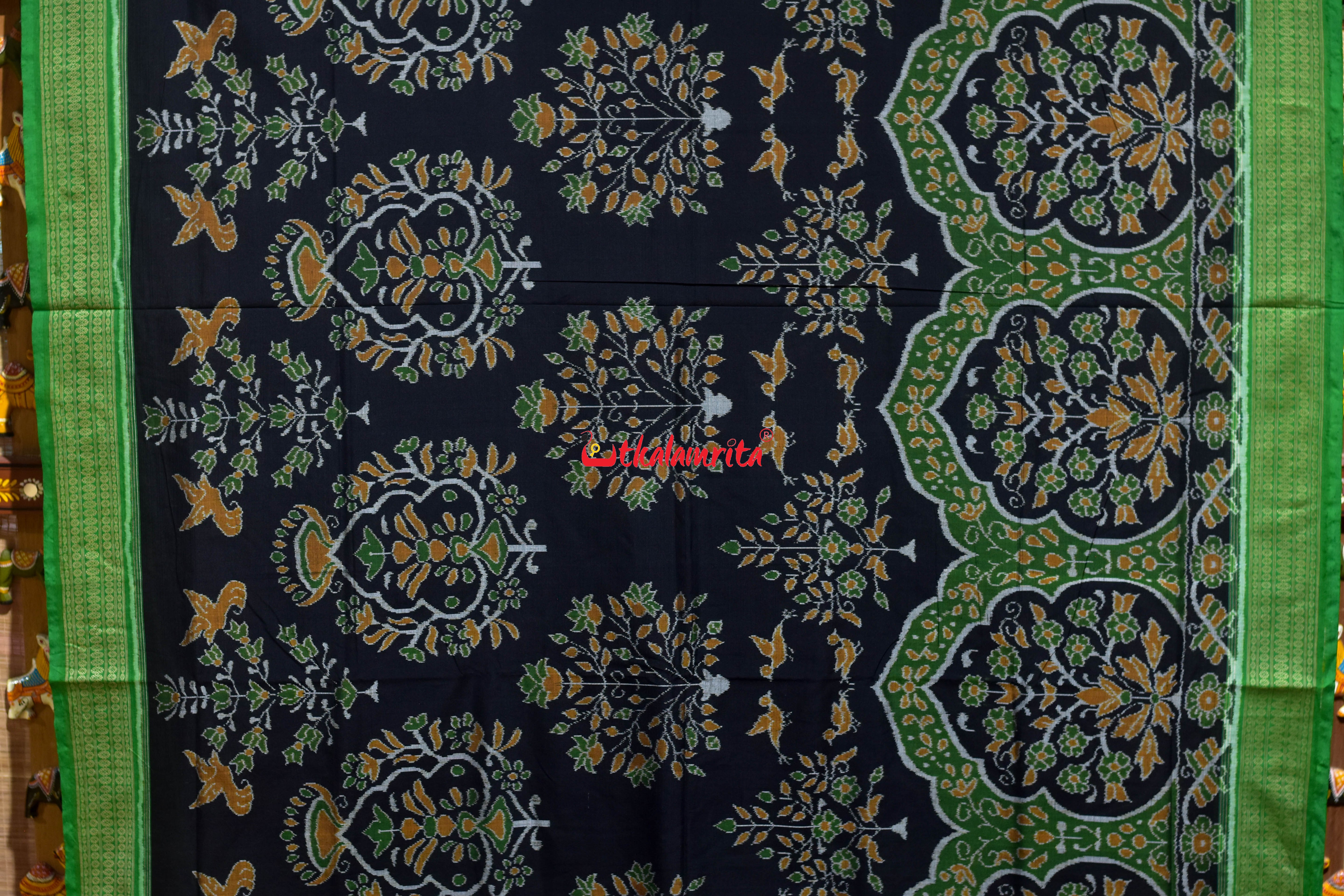 Black Green Chadhei Bana Sambalpuri Cotton Saree