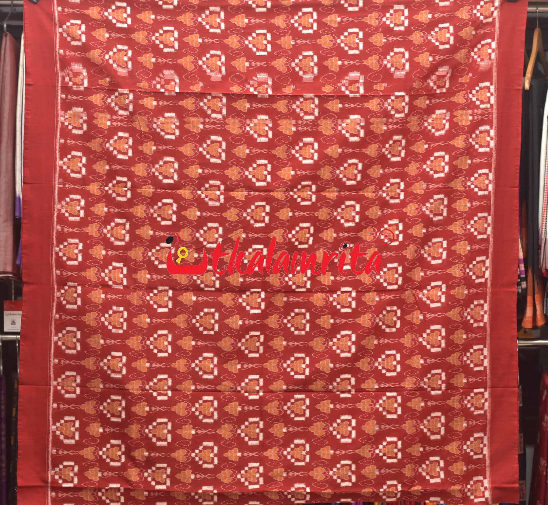 Red Body With Heart Pasapali Sambalpuri Dress Set