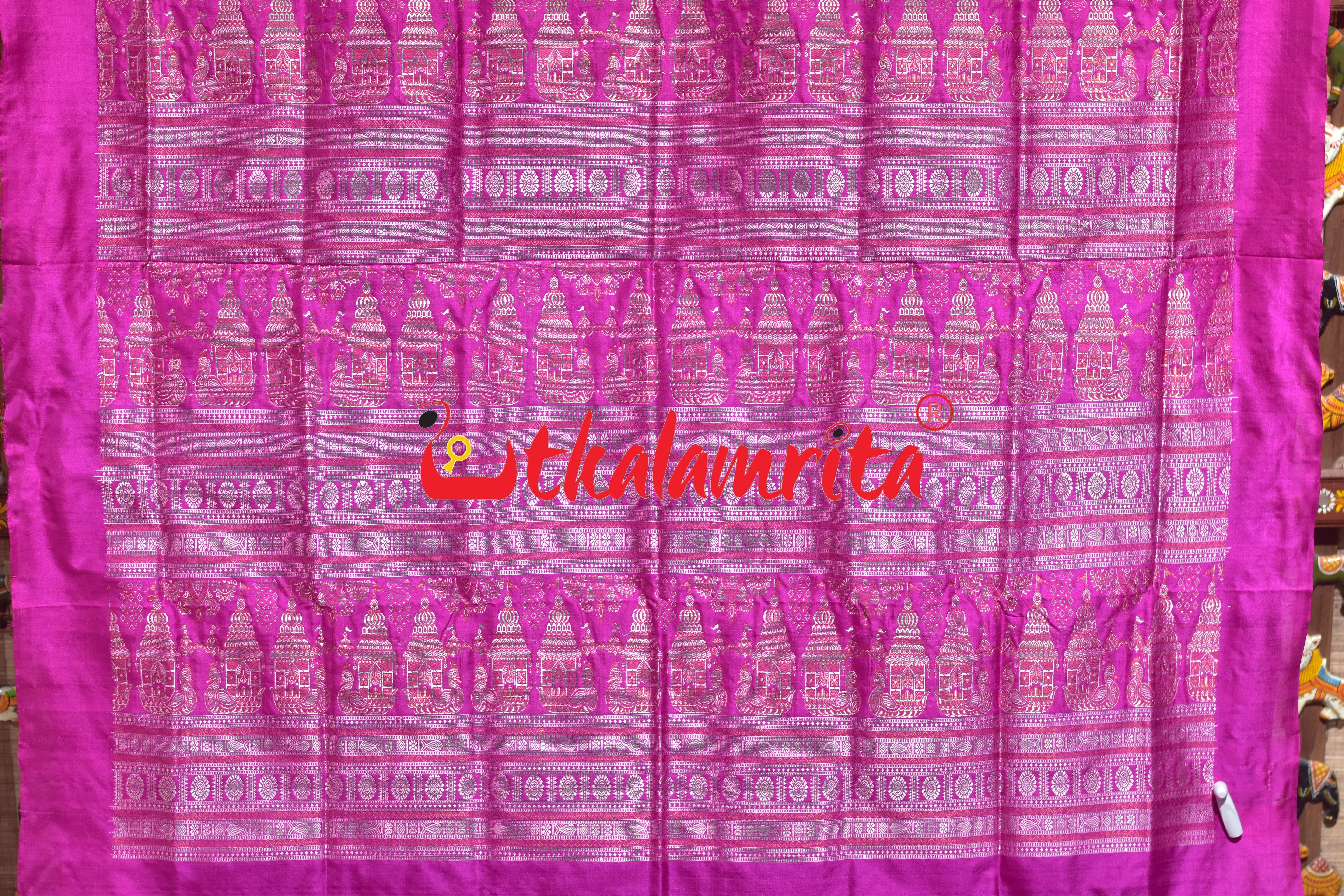 Black Magenta Boita Bomkai Silk Saree