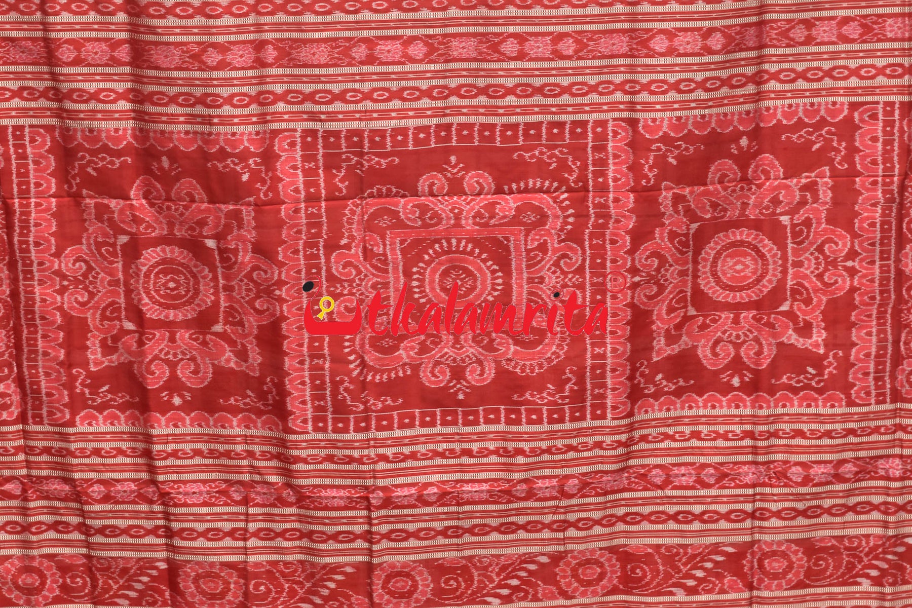 Mini Aswini White Red Sambalpuri Silk Saree