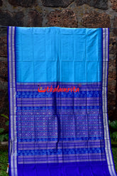 Blue Plain Kumbha With Rudraksha Sambalpuri Silk