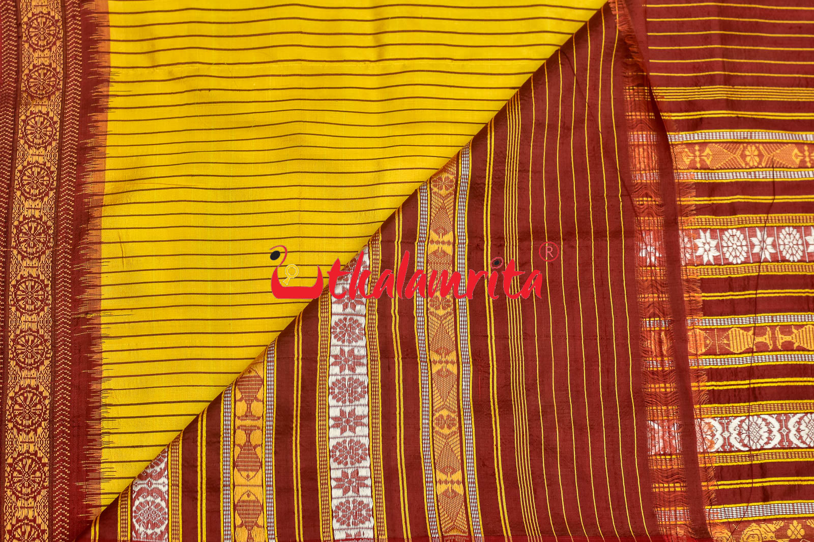 Haldi Pata With Chakra Border Khandua Silk Saree