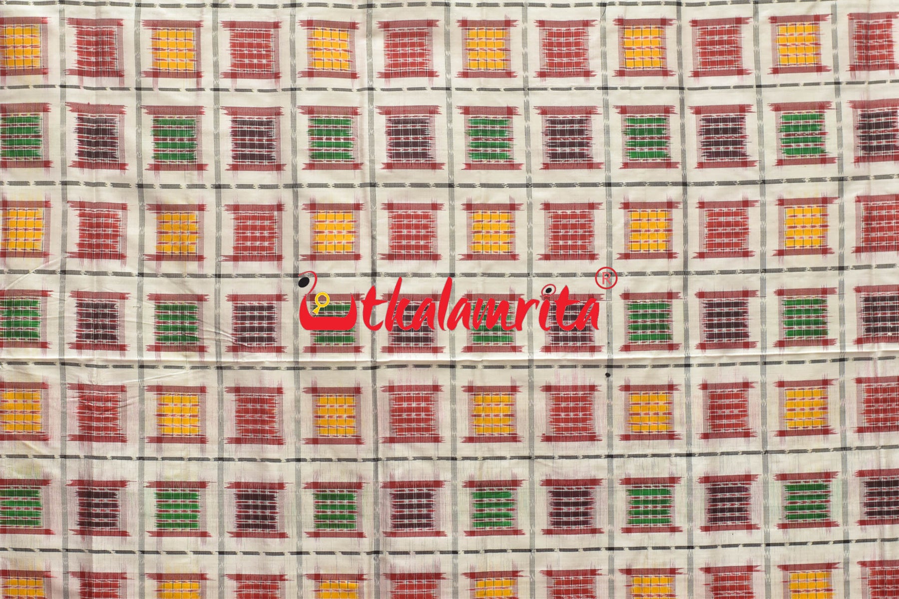 Mini Aswini White Red Sambalpuri Silk Saree