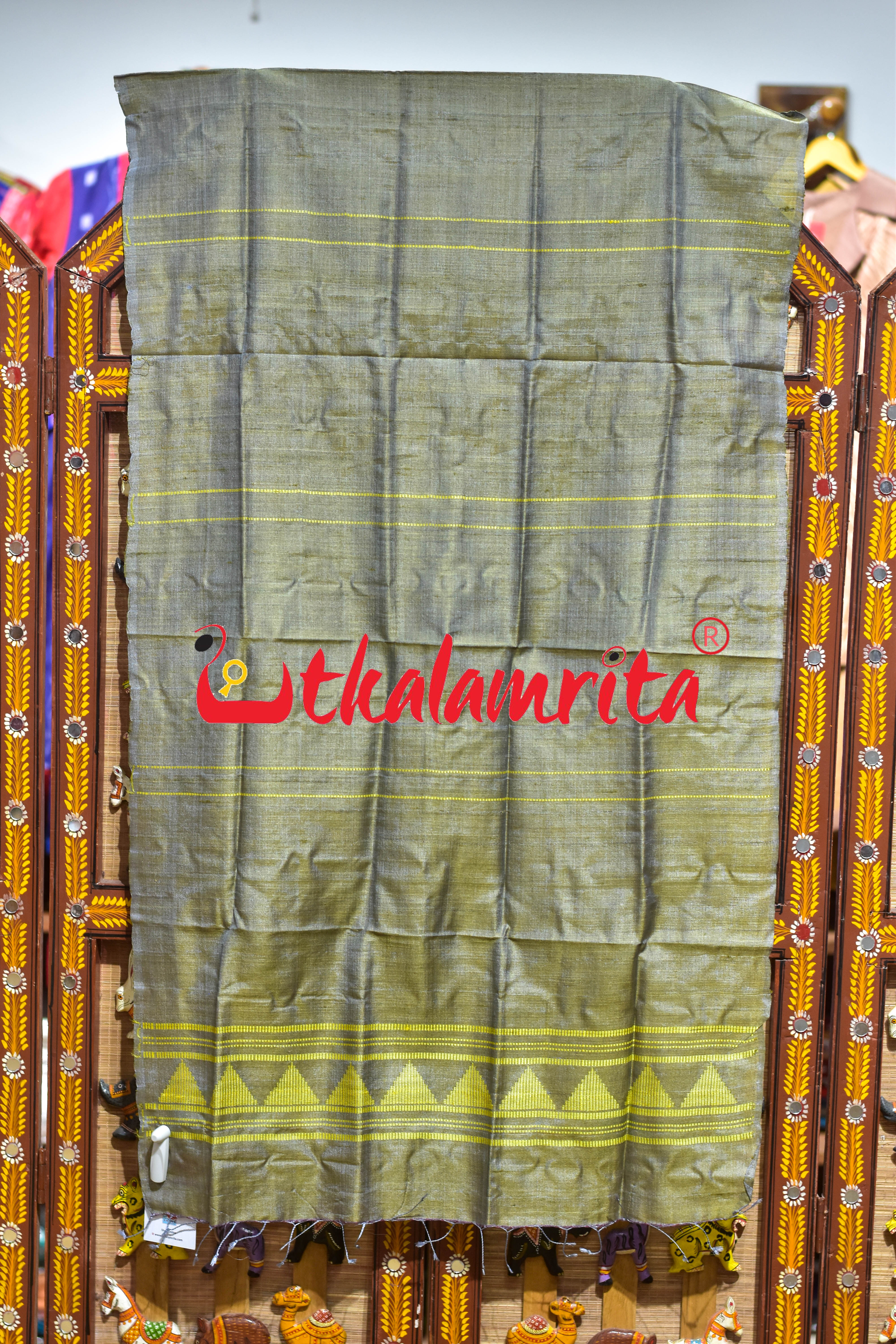 Olive Maroon Dongria Tussar Silk (Stole)