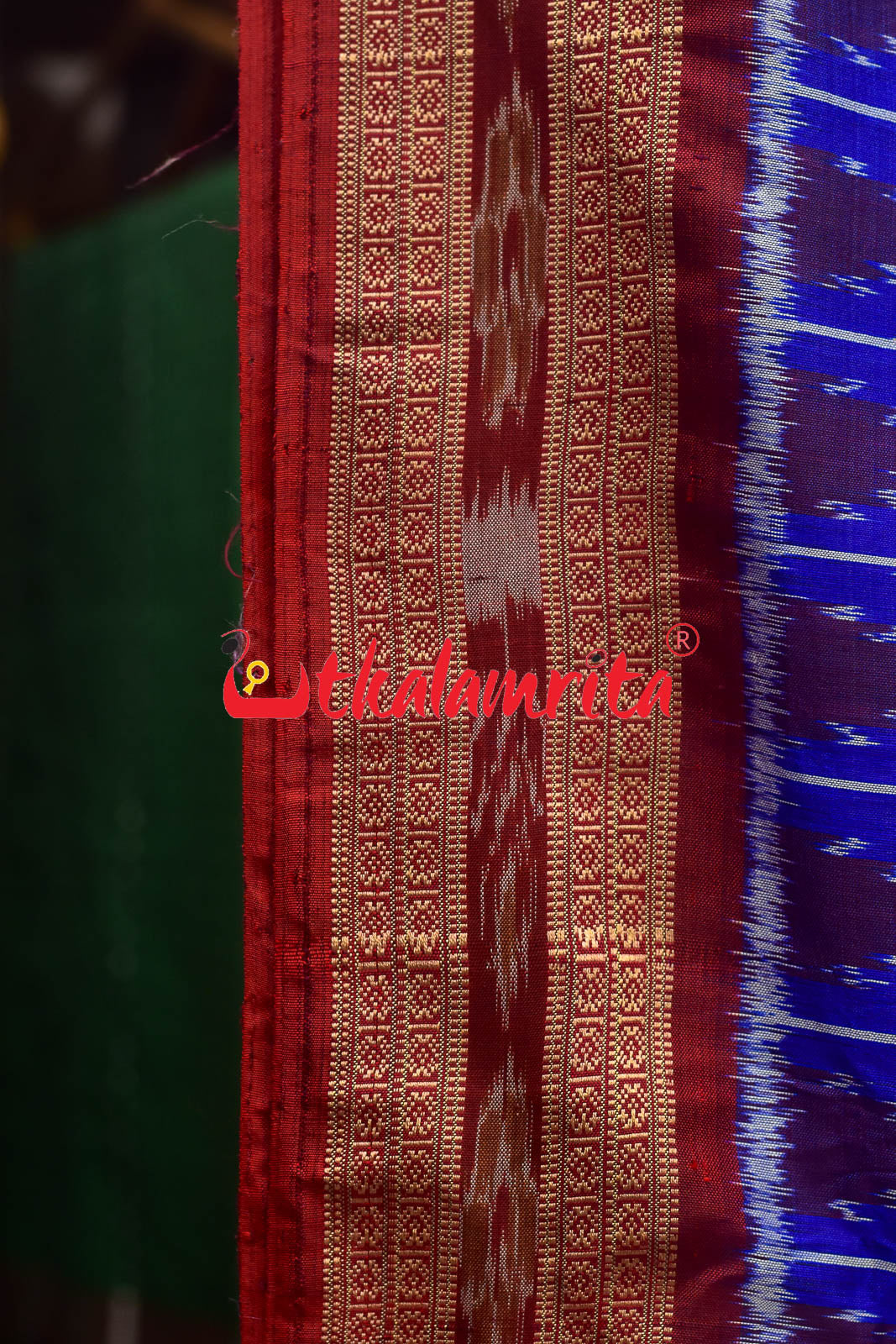 Royal Elephants And Lions Khandua Silk Saree