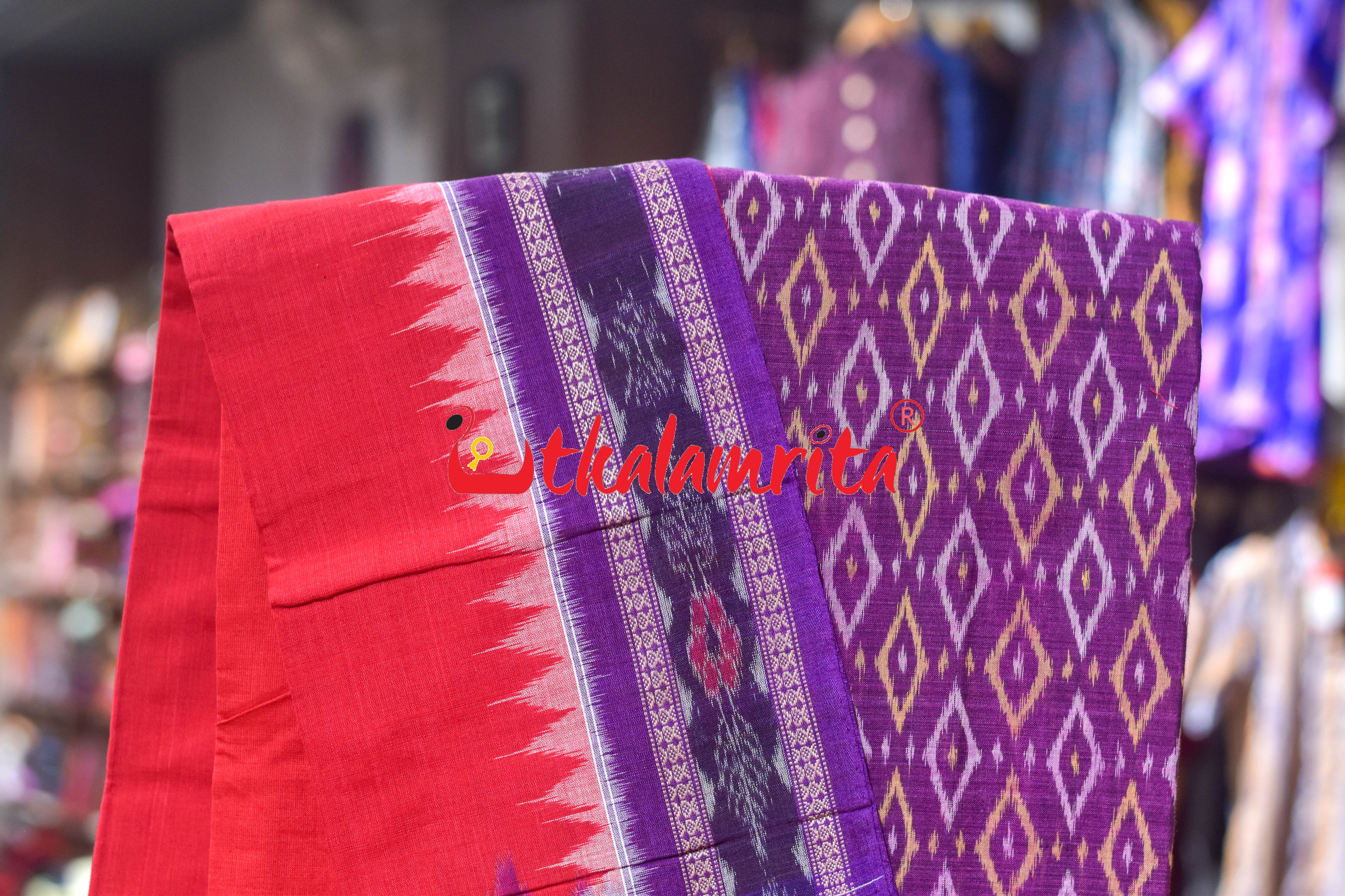 Magenta Red Thikiri Design Cotton Dress Set