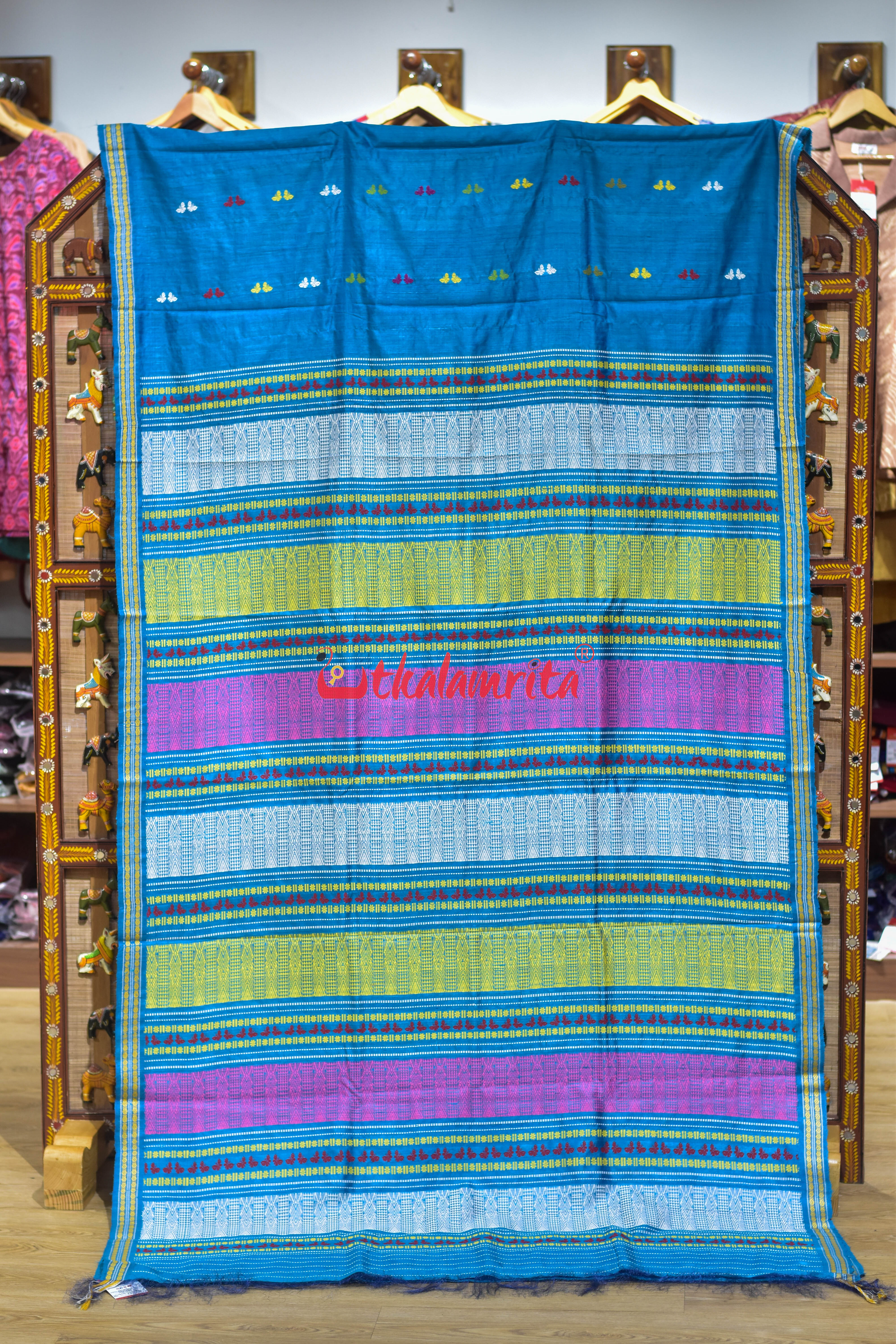 Sky Blue Butterfly Body Gopalpur Tussar Silk Saree