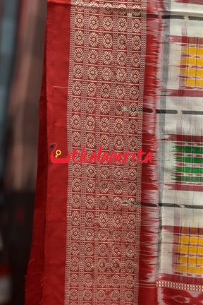 Mini Aswini White Red Sambalpuri Silk Saree