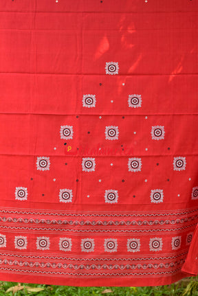 Red White Flowers Bomkai Dress Set