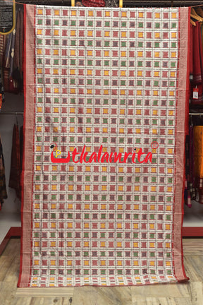 Mini Aswini White Red Sambalpuri Silk Saree