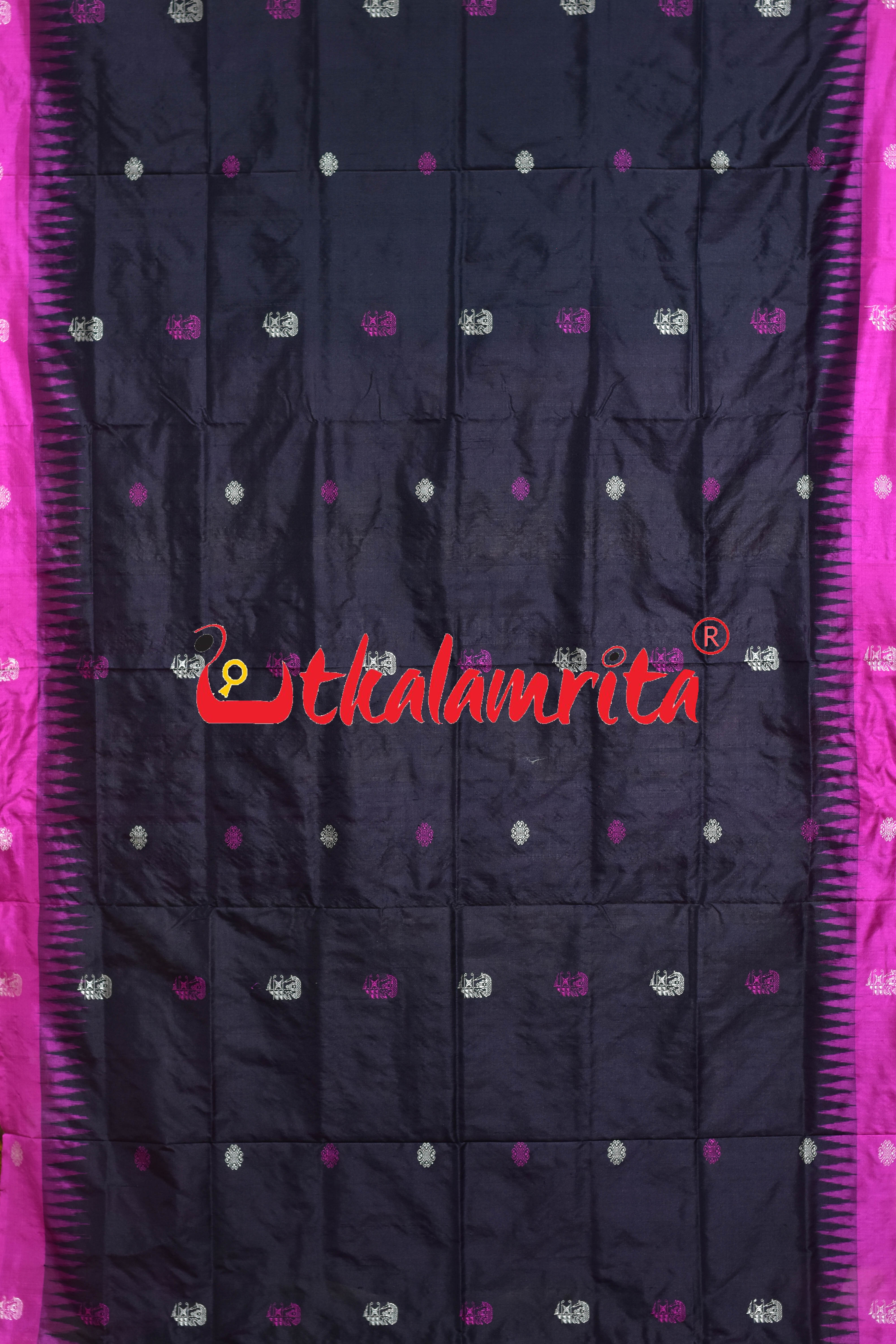 Black Magenta Boita Bomkai Silk Saree