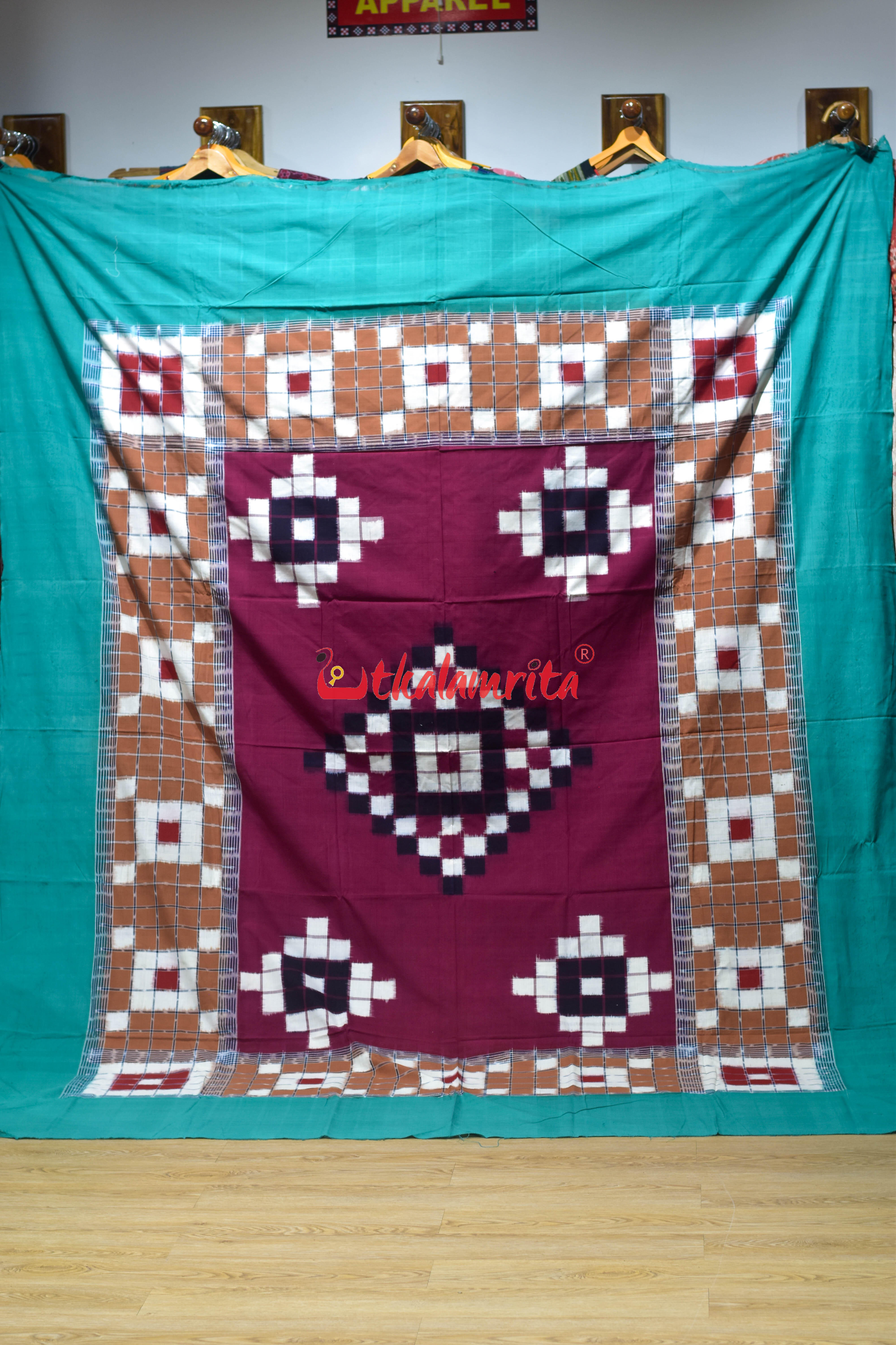 Green Maroon Checks Pasapali Bedsheet