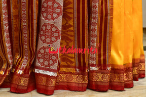 Haldi Pata With Chakra Border Khandua Silk Saree